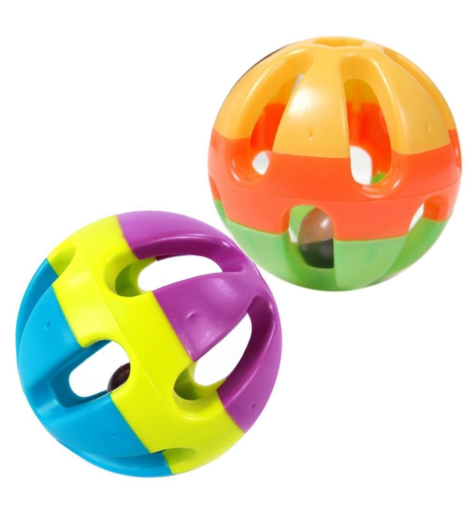 Pet Parrot Toy Colorful Bird Bell Ball For Parakeet Budgie Cockatiel Rabbit Cat Dog Toy Ball 2 Pack - Buy Online on GoSupps.com