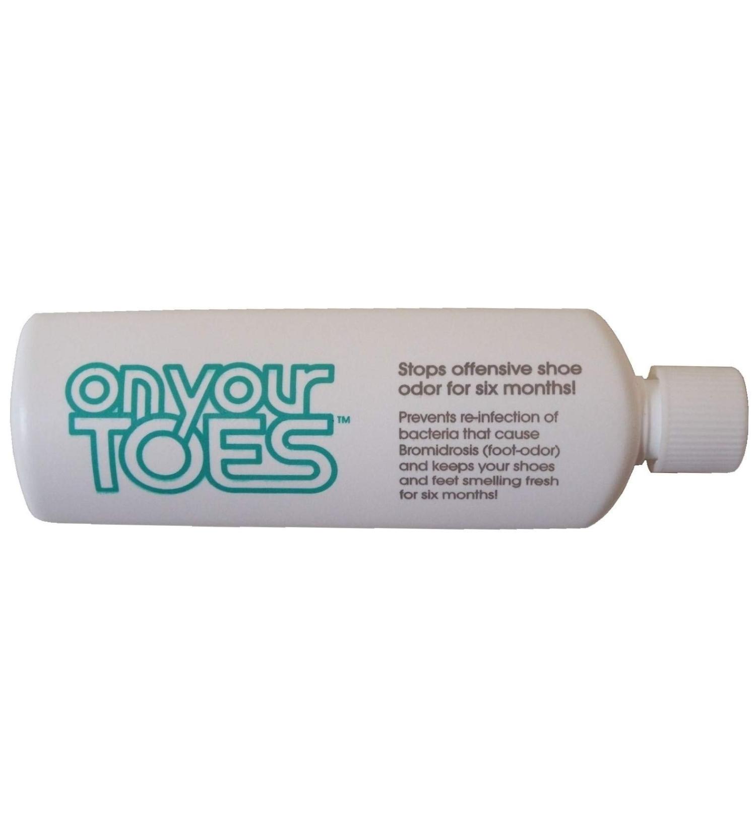 On Your Toes Foot Bactericide Powder Net Wt. 3/4 oz(21 grams)- Eliminates Foot Odor for Six Months - Two Pack