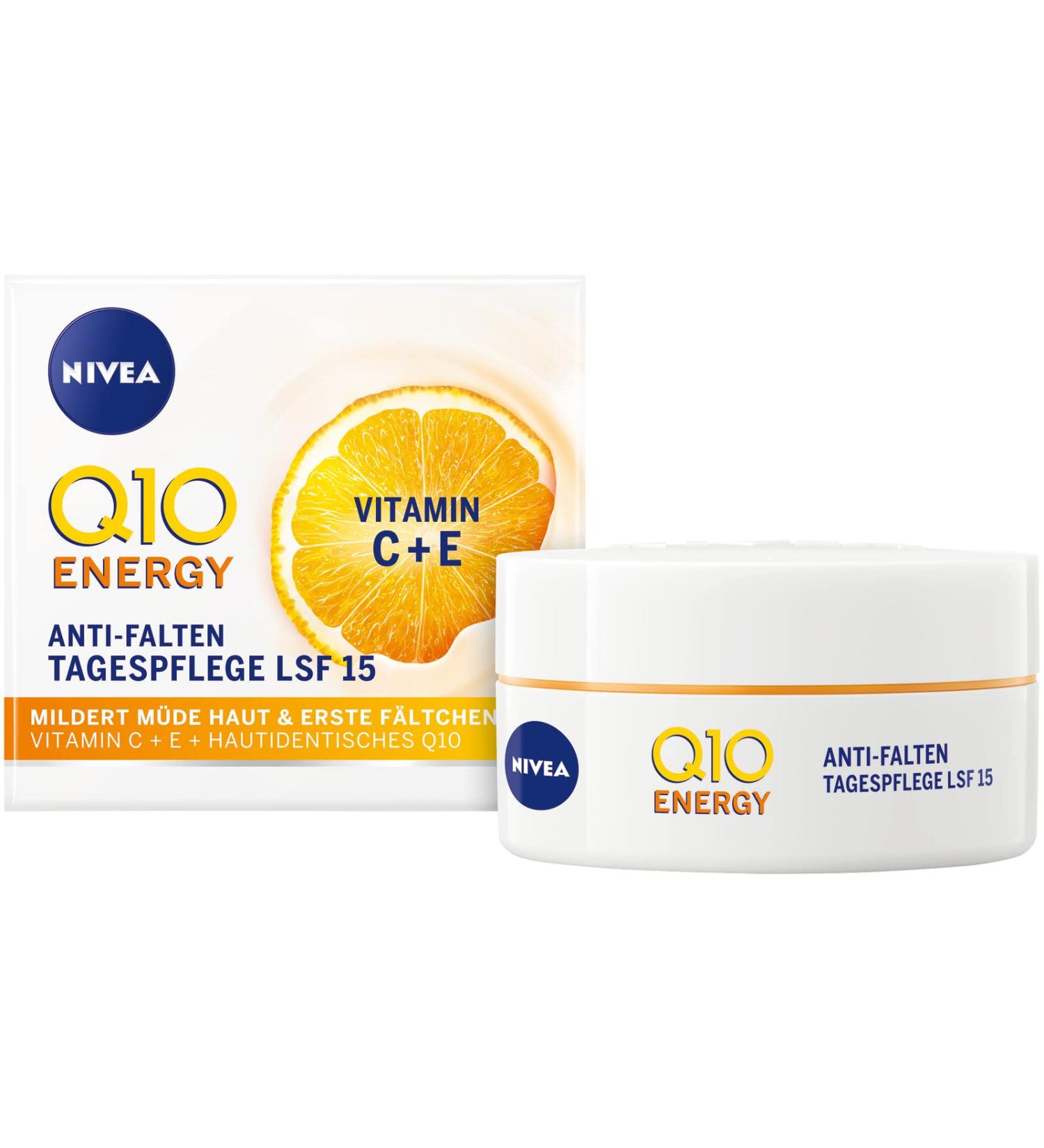 NIVEA Q10 Energy Anti-Wrinkle Day Care SPF 15 (50 ml) for the face with Q10 and vitamin C+E anti-wrinkle day cream for radiant and firmer skin - Buy Online on GoSupps.com