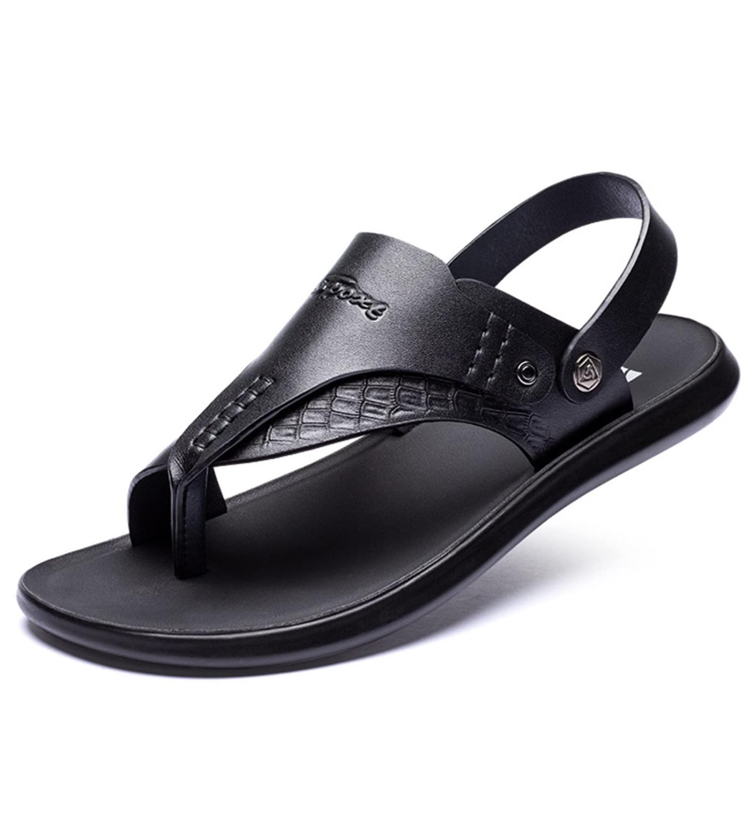 WCXTY Orthopedic Bunion Men's Sandals - Black, Size 9 | Comfortable PU Toe Corrector Beach Slippers for Plantar Fasciitis & Hallux Valgus - Buy Online on GoSupps.com