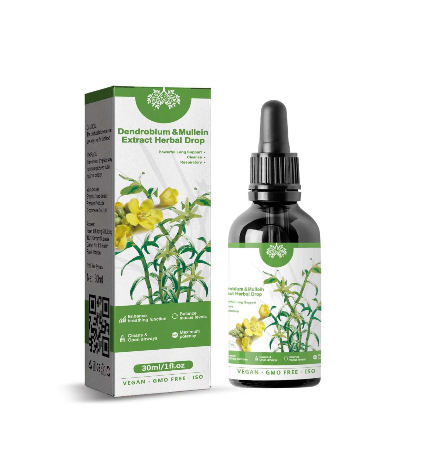 Clearbreath Dendrobium & Mullein Extrait de Gouttes d'herbes soutien pulmonaire puissant nettoyage et protection respiratoire soutien puissant du poumon nettoyage et respirabilit (1 pi ce) 1 Pi ce. - Buy Online on GoSupps.com