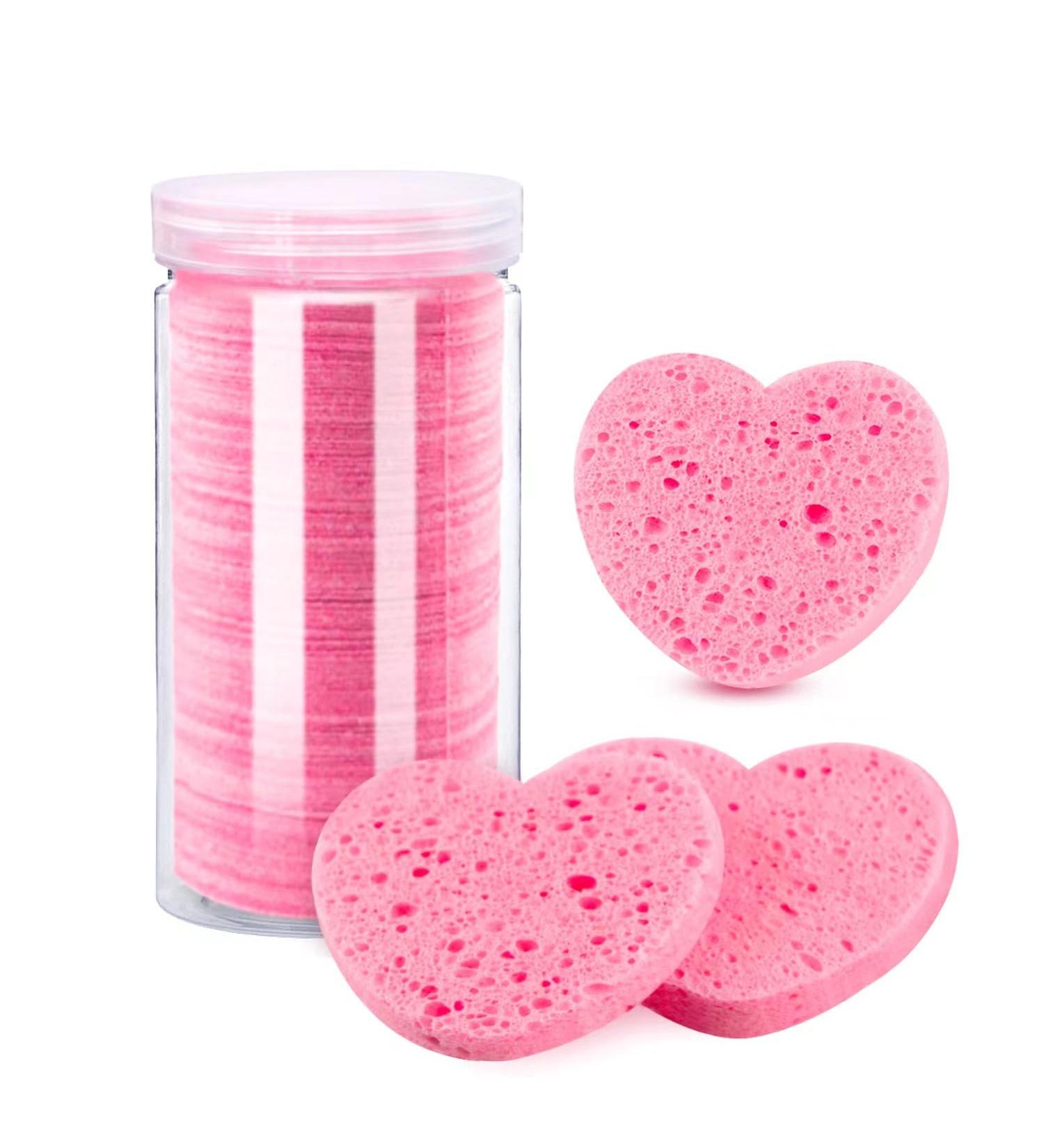MMRH Facial Sponges Heart Shape Compressed Facial Sponges Natural Facial Cleansing Sponges Pads Exfoliating Sponges for Cleansing Reusable 150 Pieces (Pink) - Buy Online on GoSupps.com