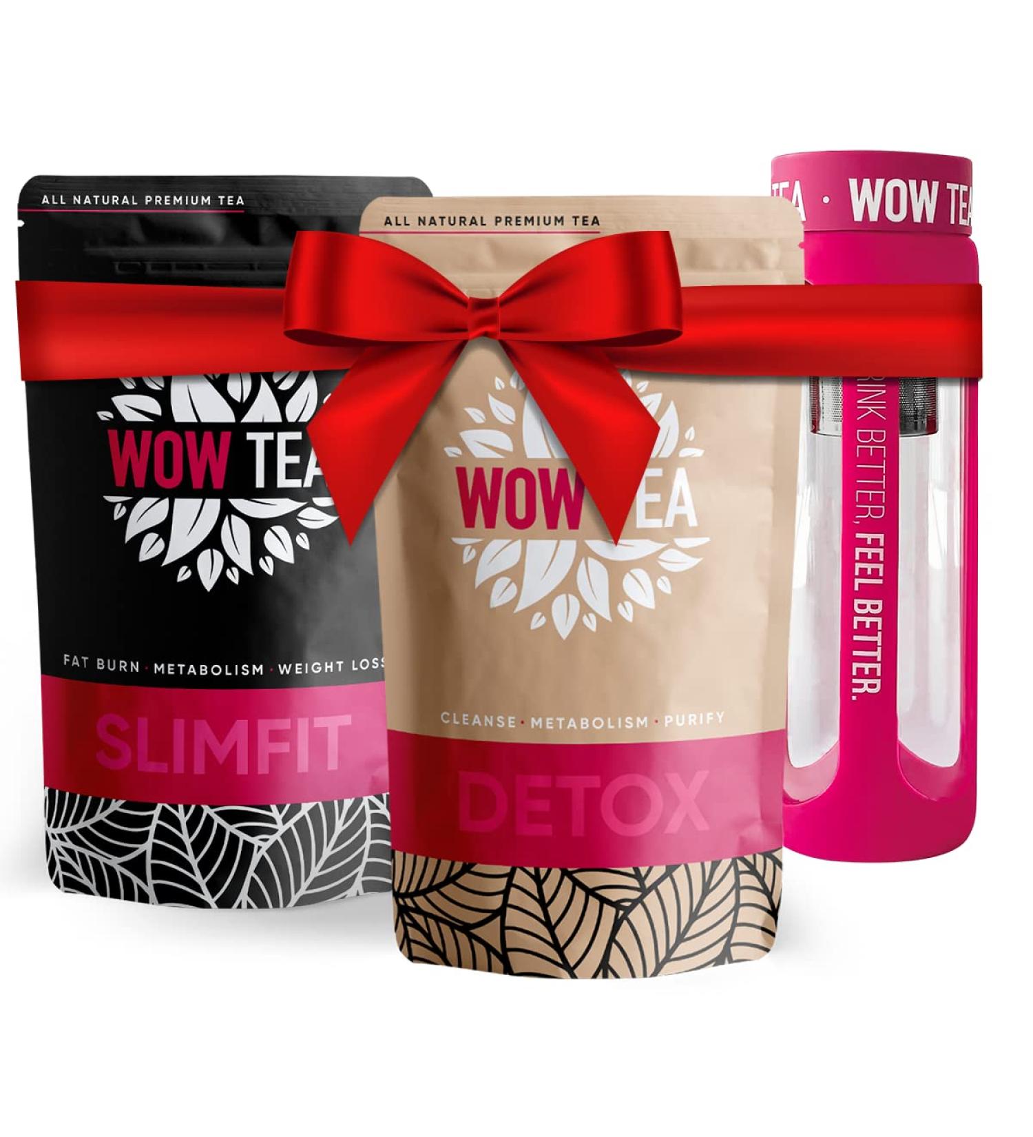 WoW Tea Detox Kur Set | Premium Organic Green Tea for Weight Loss | 300g Infuser Bottle Made in EU - Slimfit Detox Solution - Buy Online on GoSupps.com
