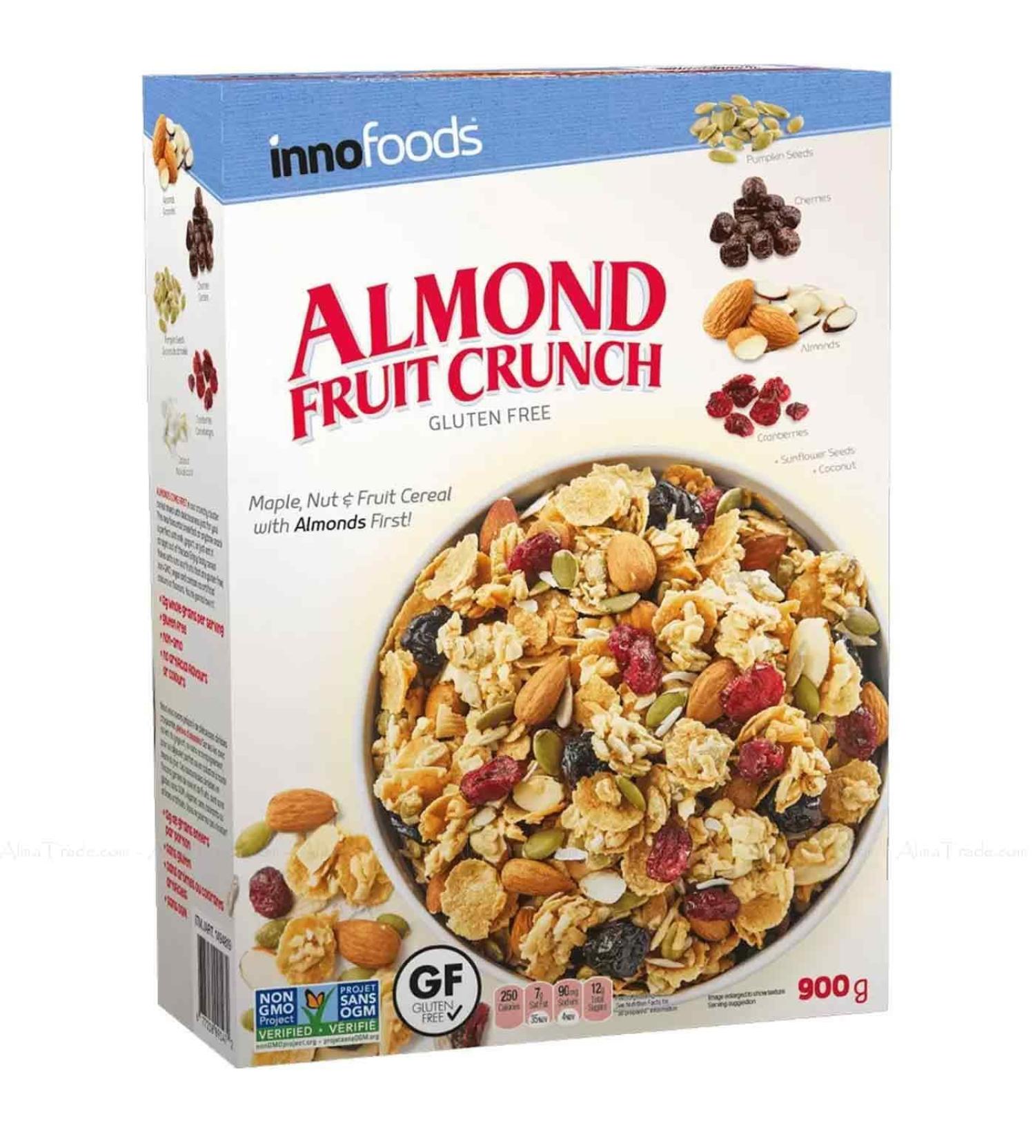 Innofoods Almond Fruit Crunch Cereal Maple Nuts Seeds Cluster Flakes Pack 900g - Buy Online on GoSupps.com
