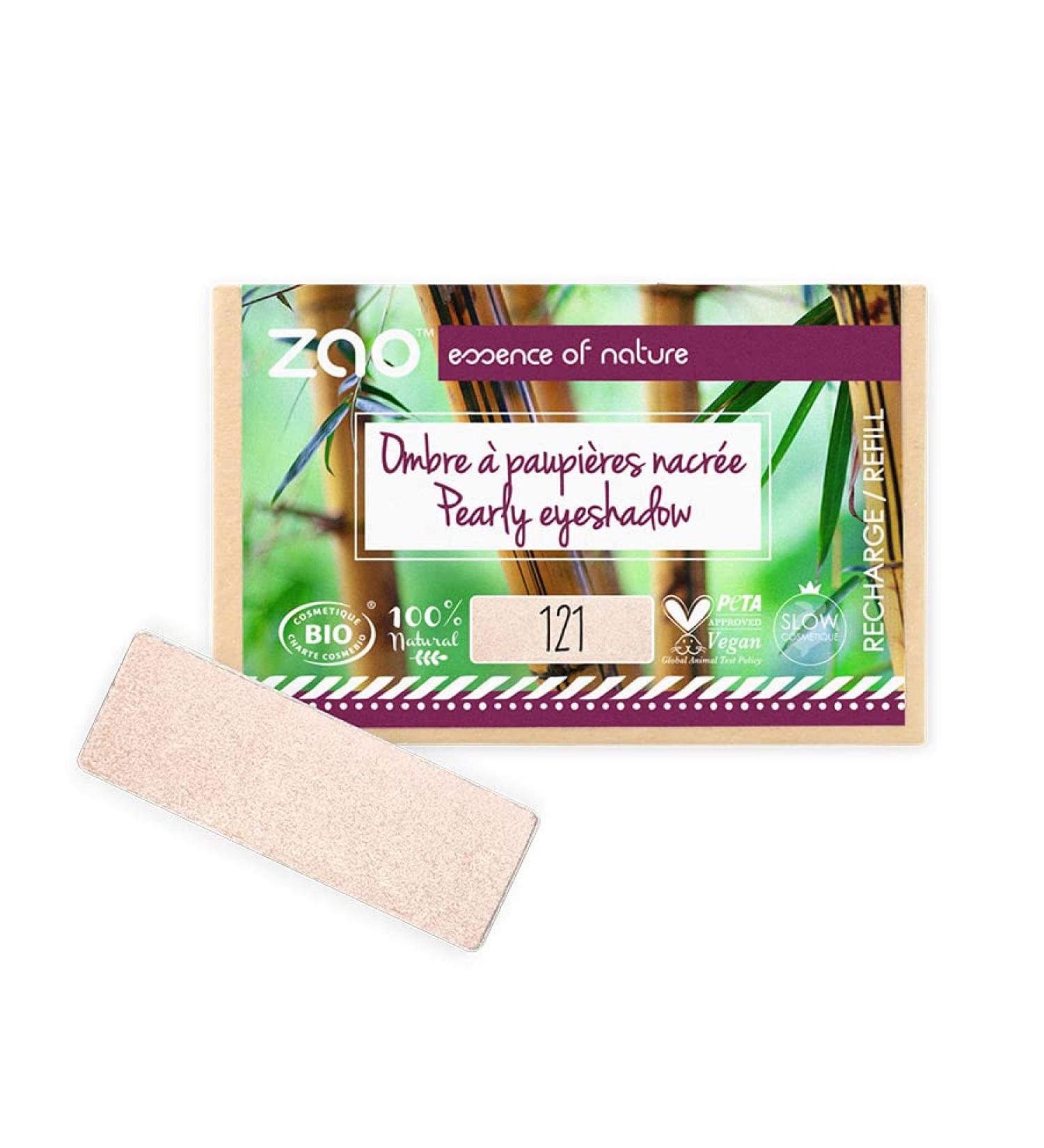 Zao Rectangle Eye Shadow Rectangular Mother of Pearl Eye Shadow Pearly Ivory No.121 Refill