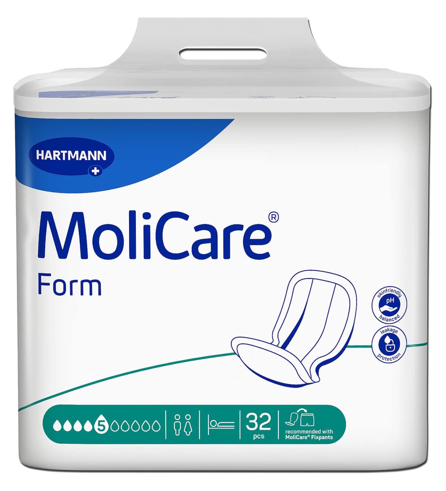 Molicare Form 5 Drops - 32 Pieces for Medium Incontinence | High Security & Discretion for Women & Men - Buy Online on GoSupps.com