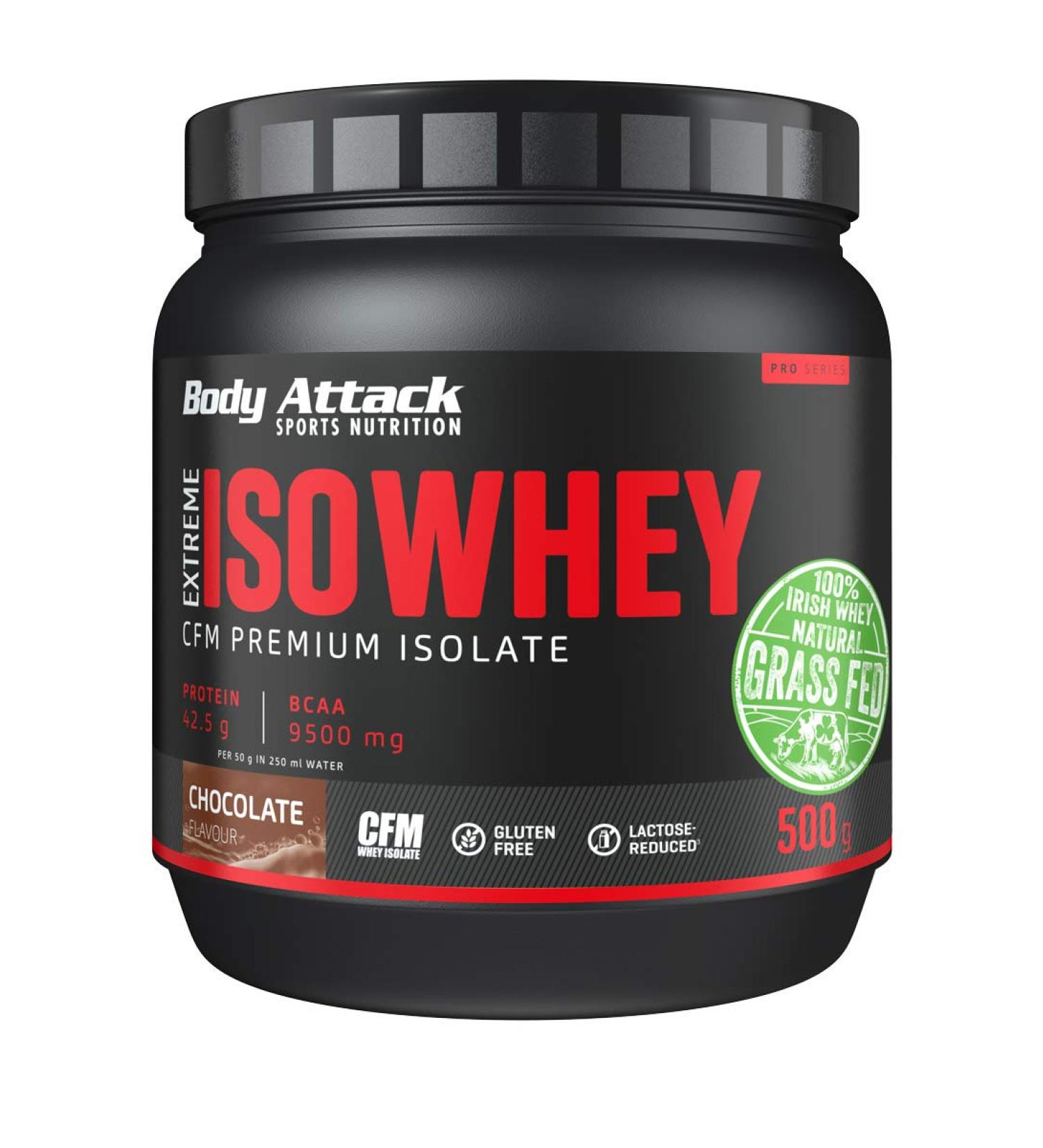Buy Body Attack Extreme ISO Whey Protein Isolate - Chocolate 2 x 500g | 100% Irish Whey Gluten-Free Low Fat High EAAs Aspartame-Free - Buy Online on GoSupps.com