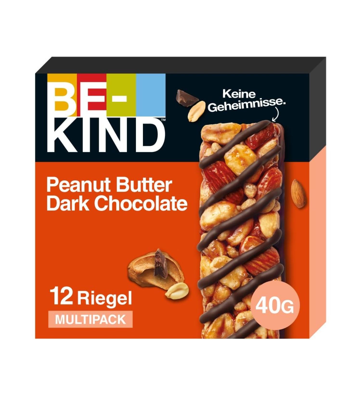 Buy Bekind Peanut Butter Dark Chocolate Snack Bar | Gluten-Free High Fiber No Preservatives | 12 x 40g - Buy Online on GoSupps.com