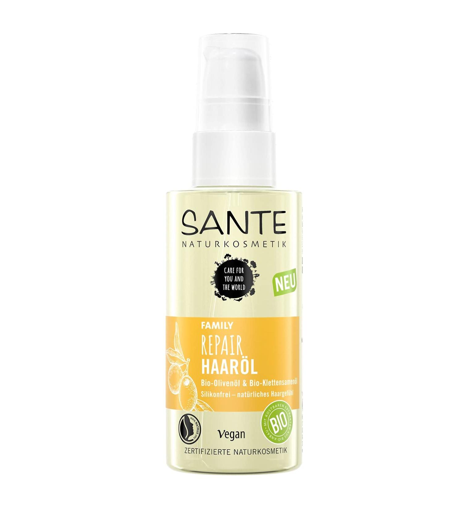Sante Natural Cosmetics Family Repair Hair Oil - Vegan Organic Olive & Climbing Seed Oil | 75ml - Buy Online on GoSupps.com