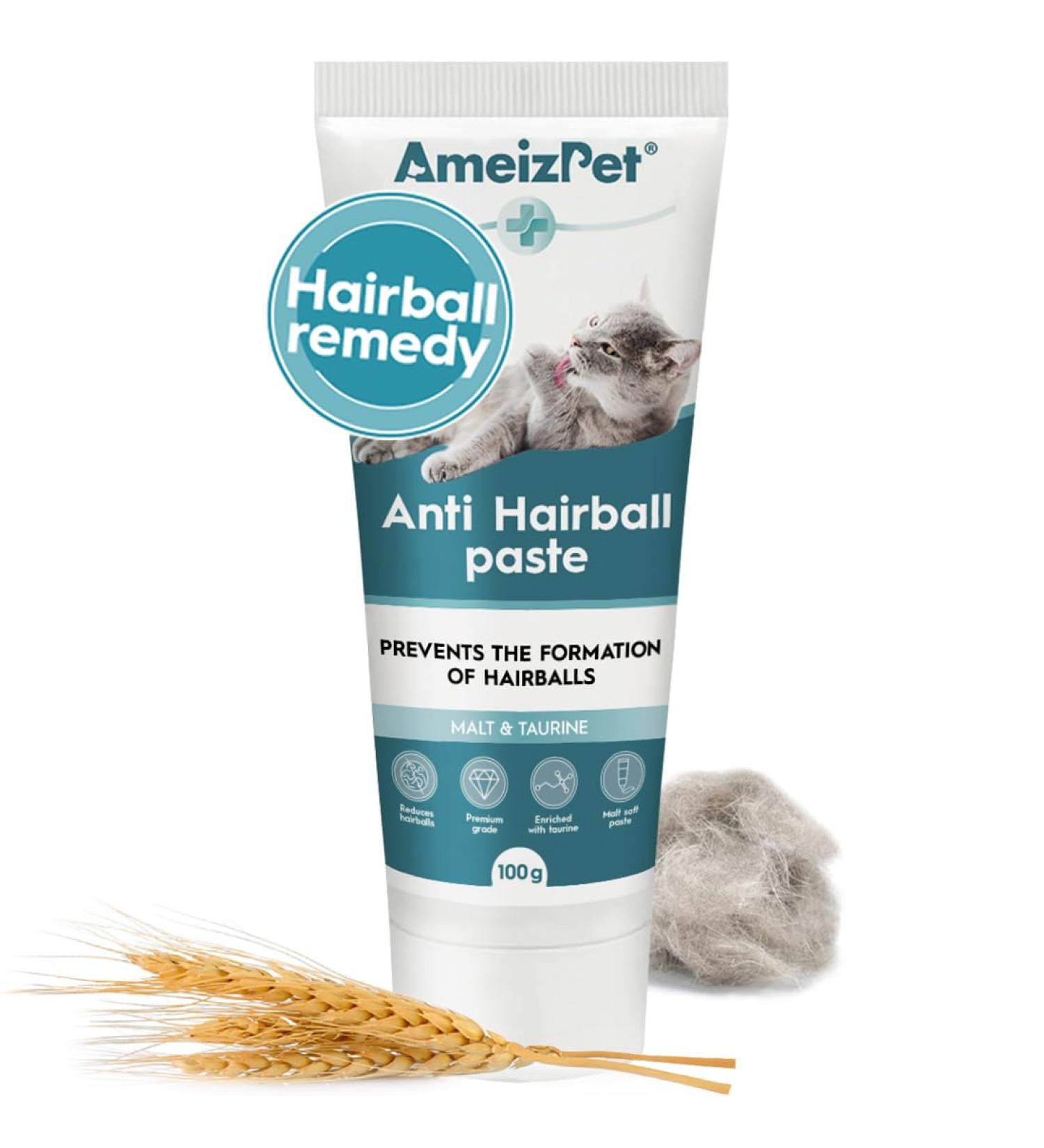 AmeizPet Hairball Remedy for Cats 100g - Anti-Hairball Malt Paste with Taurine for Long & Short Fur Cats - Buy Online on GoSupps.com