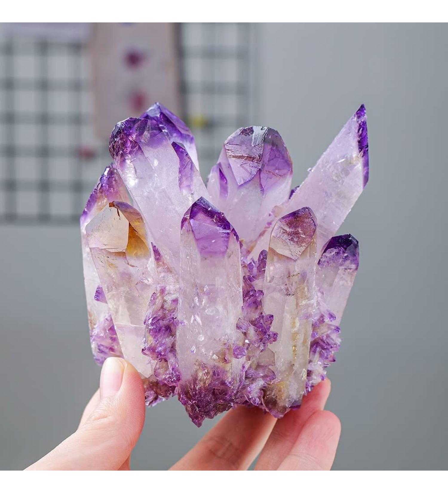 Home 1PC Natural Purple Crystal Cluster Original Stone Specimen Piece High Penetration Crystal Trophy Stone Home Goods (Color : Purple Cluster Size : 600-700g) 600-700g Purple Cluster - Buy Online on GoSupps.com