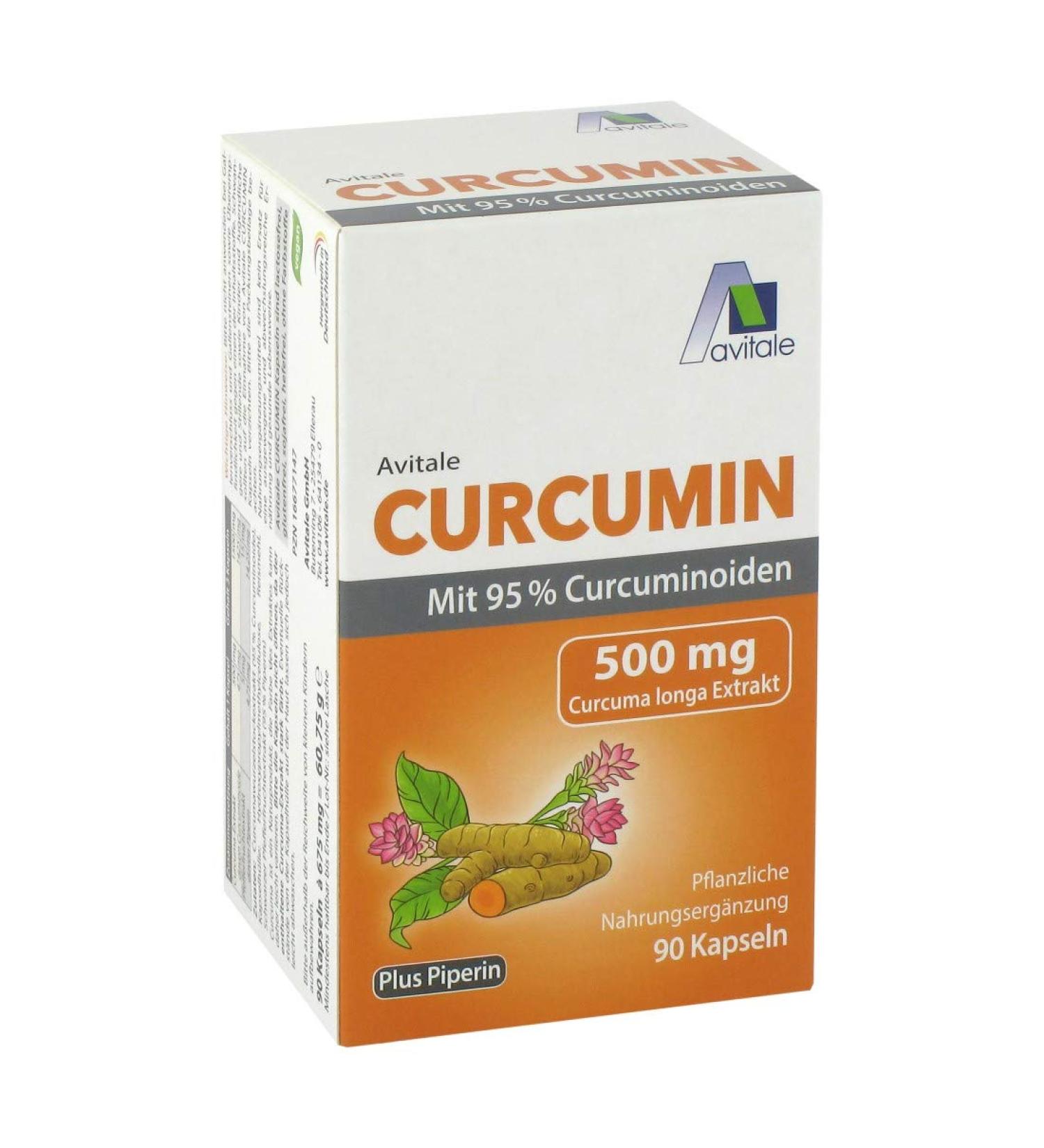 Avitale Curcumin 500mg capsules with 95% curcuminoids and 5mg pepper fruit extract 60.75 g