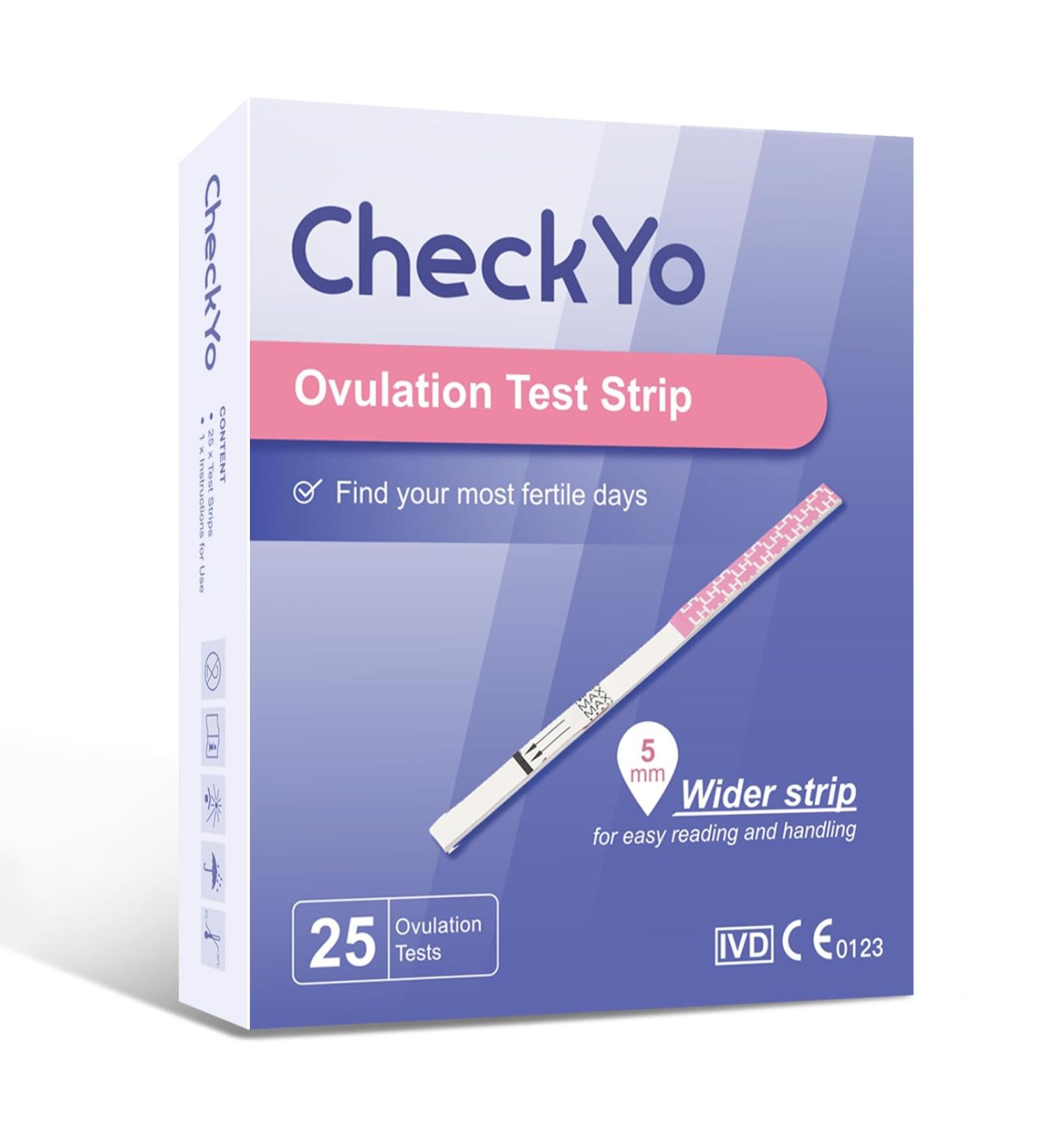 25 Pack CheckYo Ovulation Test Strips - Accurate Fertility & Easy-to-Use Ovulation Predictor Kits for Women | Detect LH Surge & Track Ovulation - Buy Online on GoSupps.com