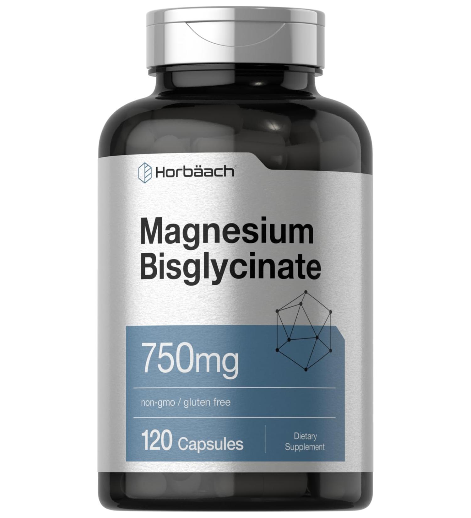 Horb ach Magnesium Bisglycinate | 120 Capsules | 750mg | Non-GMO and Gluten Free Supplement - Buy Online on GoSupps.com