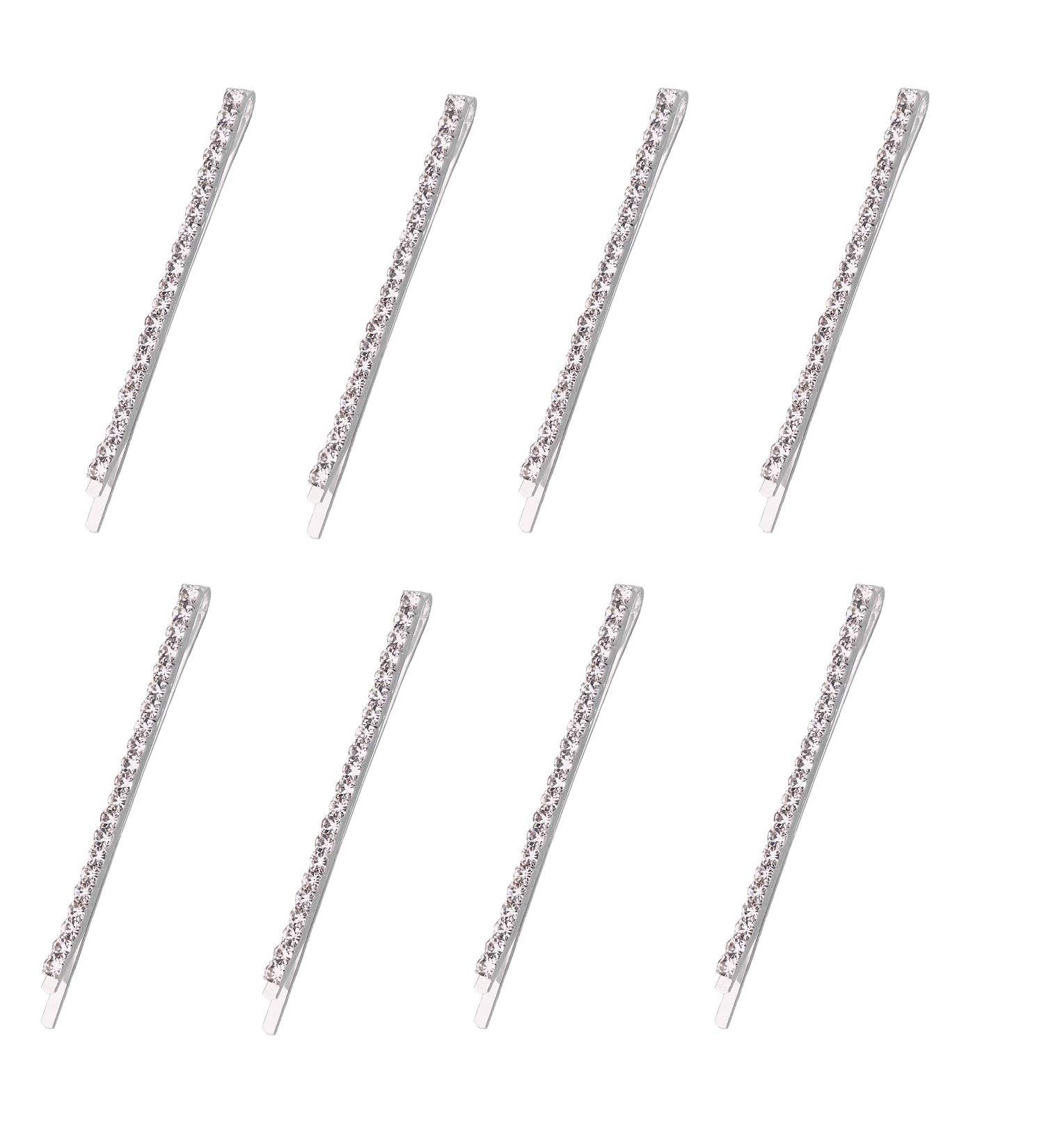 8 pieces Rhinestone Bobby Pin  Shiny Hair Pin  Clear Crystal Hairpin  Metal Hair Clip Sparkly Hair Decoration for Women 8 pieces-clear - Buy Online on GoSupps.com