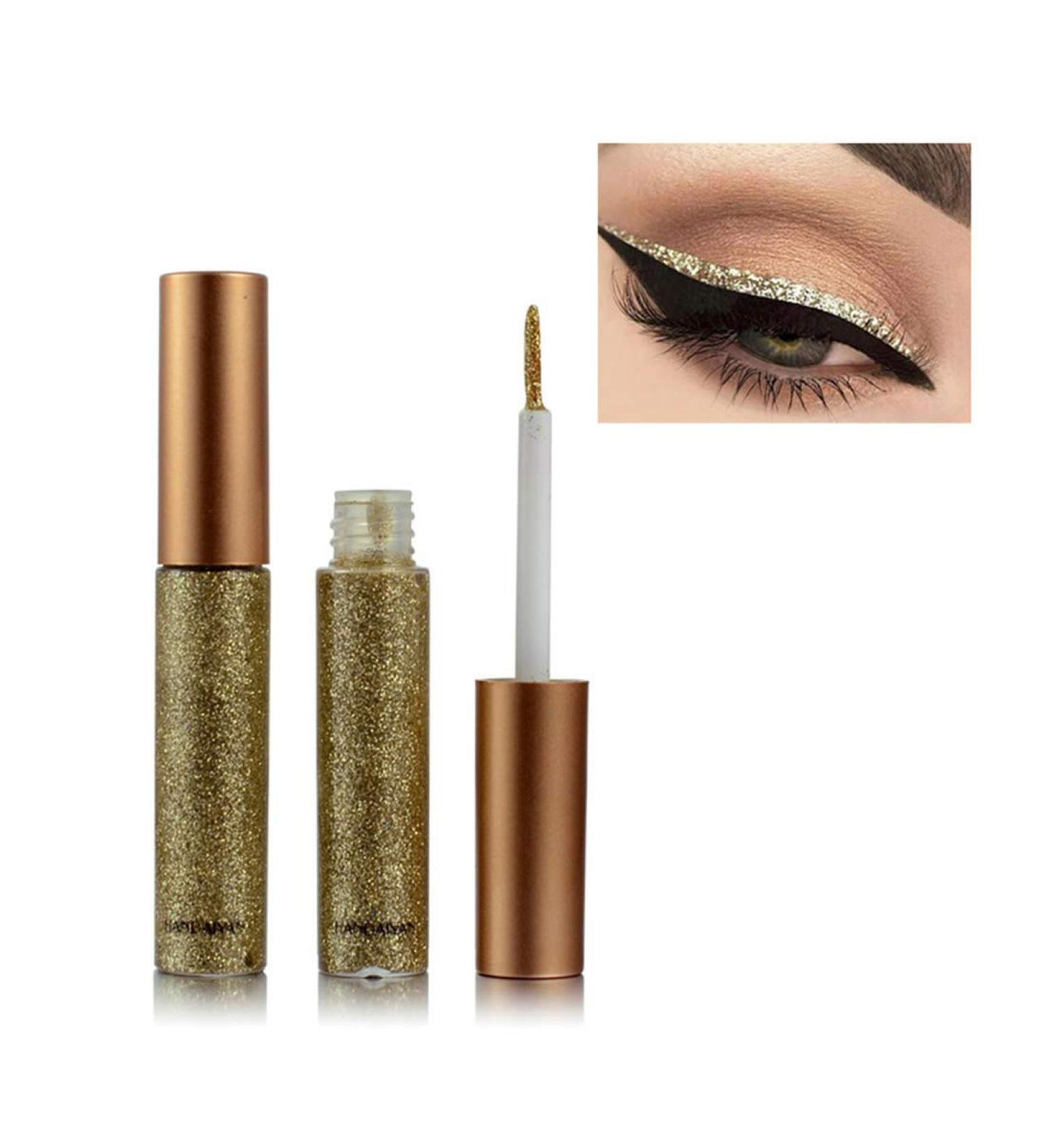Waterproof Glitter Liquid Eyeliner Set - Shimmer Silver & Gold - Metallic Colorful Makeup - Buy Online on GoSupps.com