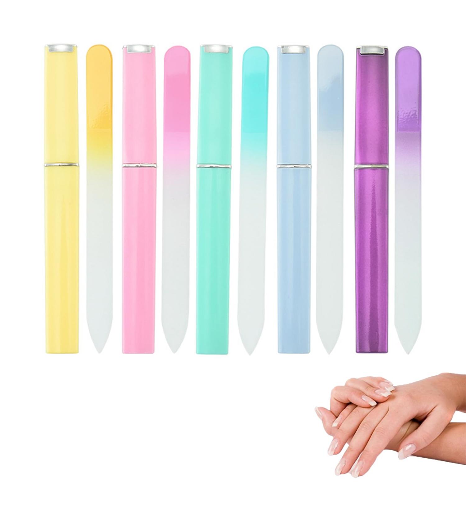 NAYAGOGO 5 PCS Pack Glass Nail File 5 Colors Professional Crystal Nail File Multicolor Crystal Nail File Set with Case Fingernail Files Double-Sided Nail Files for Natural Nails Manicure Tools - Buy Online on GoSupps.com