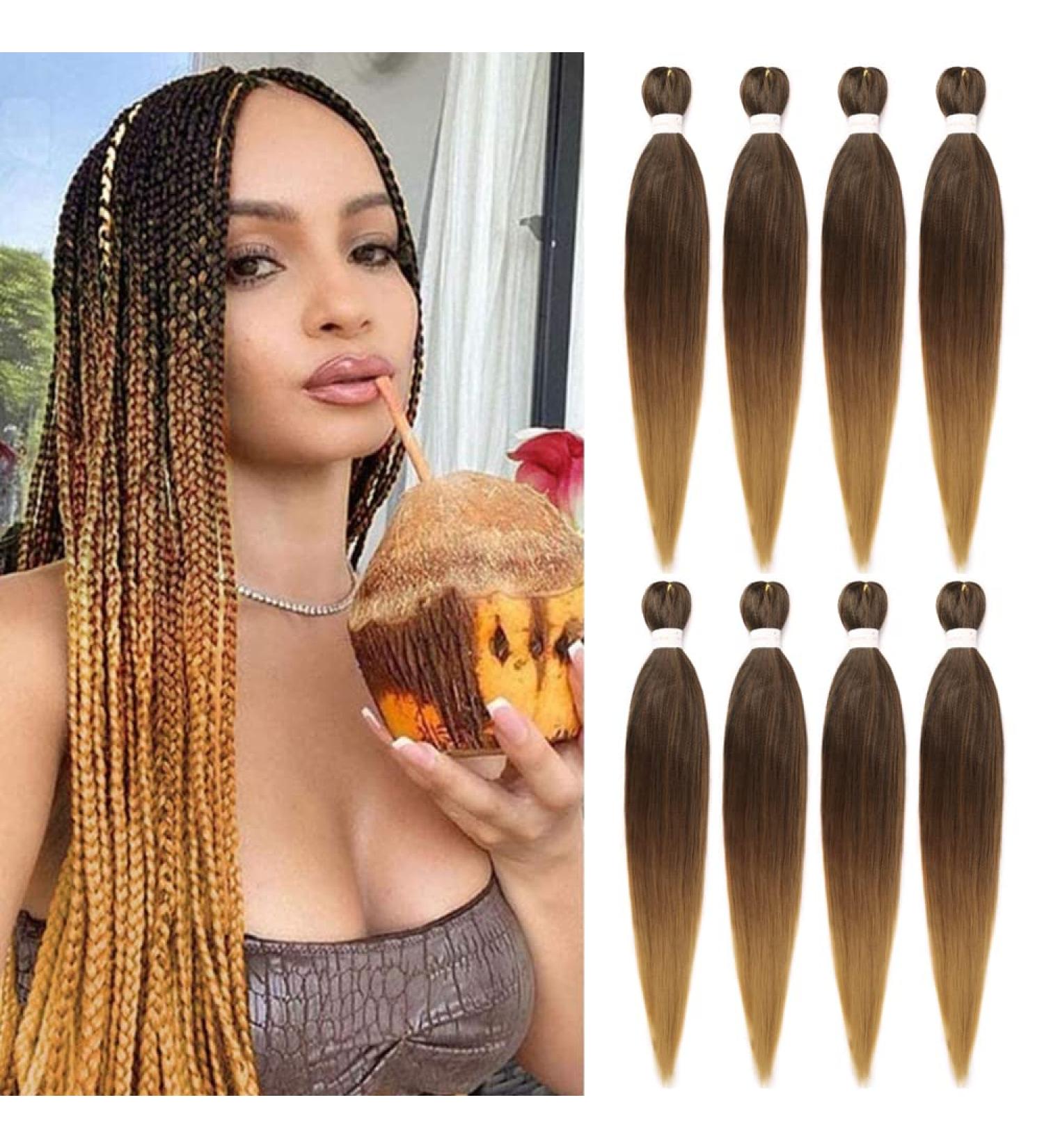 26 Inch Ombre Pre Stretched Braiding Hair Extension 8 Packs - Professional Synthetic Fiber for Twist Braids - Hot Water Setting - Ideal for Black Women (1B/30/27) - Buy Online on GoSupps.com