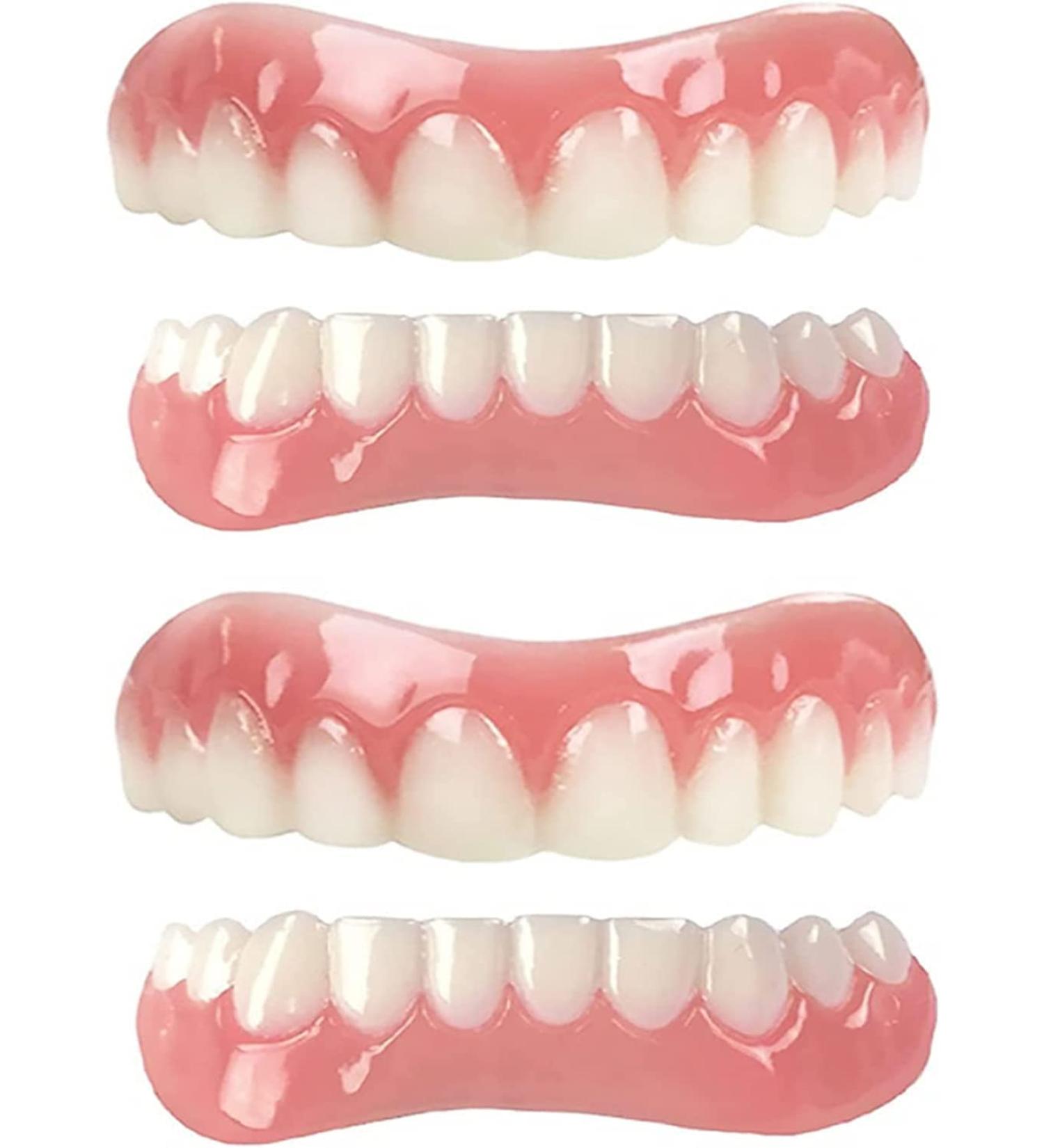 Batlam Dentures: Natural Tone Instant Veneers - Silicone Tooth Whitening Temporary Prosthesis - 2 Pairs for Bottom Teeth - Buy Online on GoSupps.com