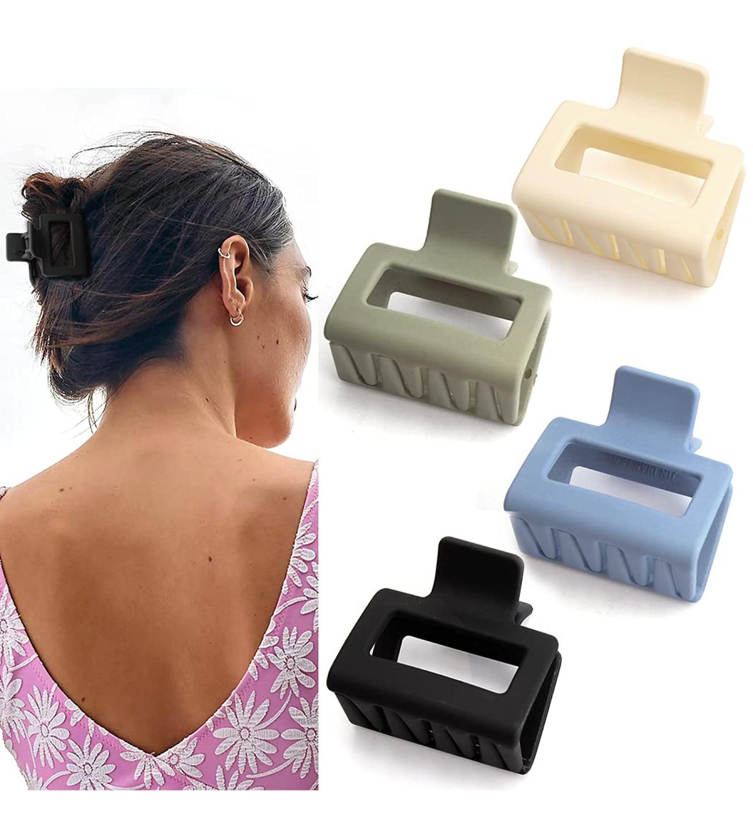 Canitor 4 PCS Hair Claw Clips for Thin Hair - Small Square Barrettes & Butterfly Clips for Women - 01 Cool Design - Buy Online on GoSupps.com