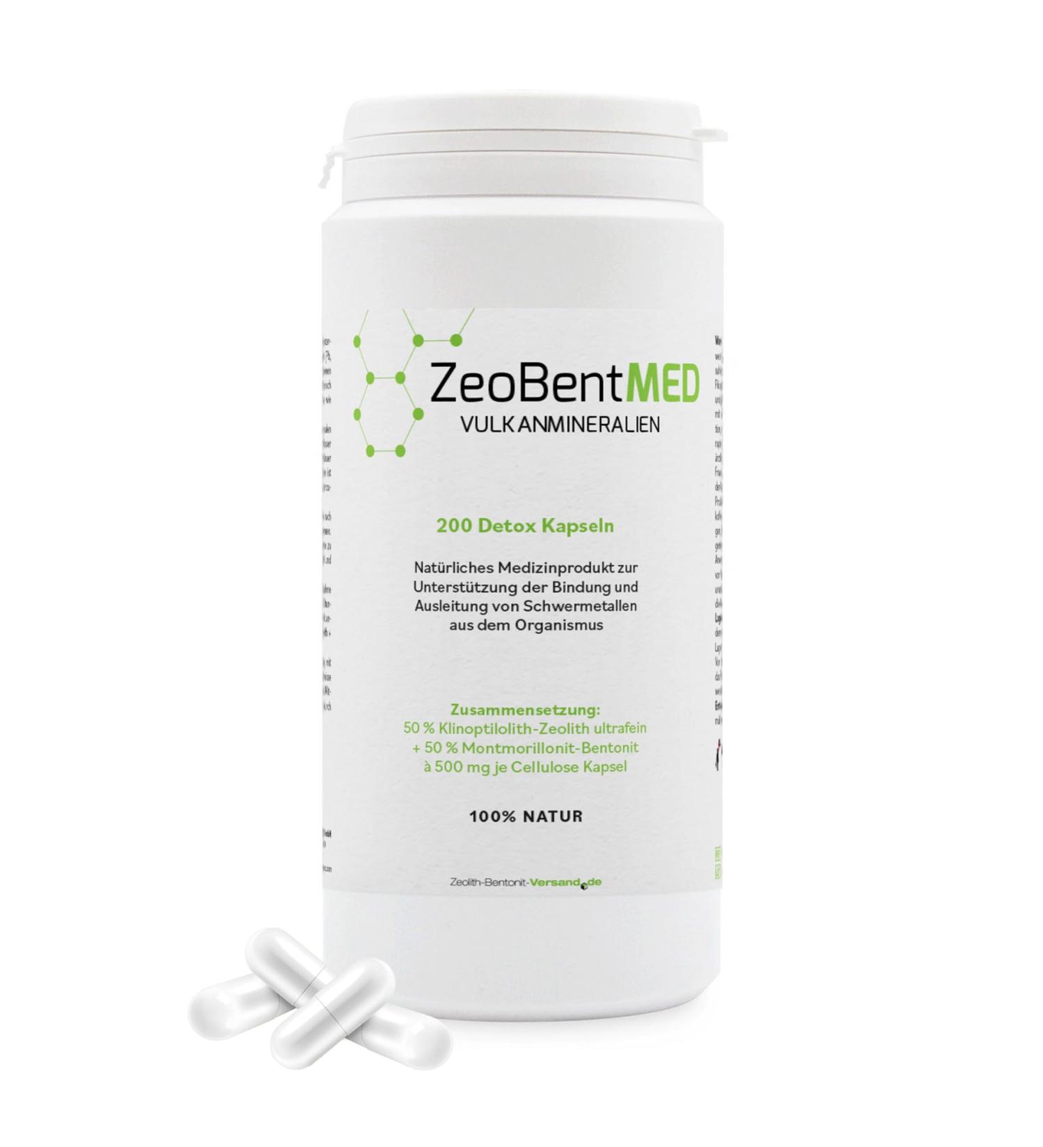 Zeobent Med 200 Detox Capsules | High-Dose Clinoptilolite for Heavy Metal Detox | Pharmacy Quality Zeolite & Bentonite - 100% Effective 200 Pieces - Buy Online on GoSupps.com