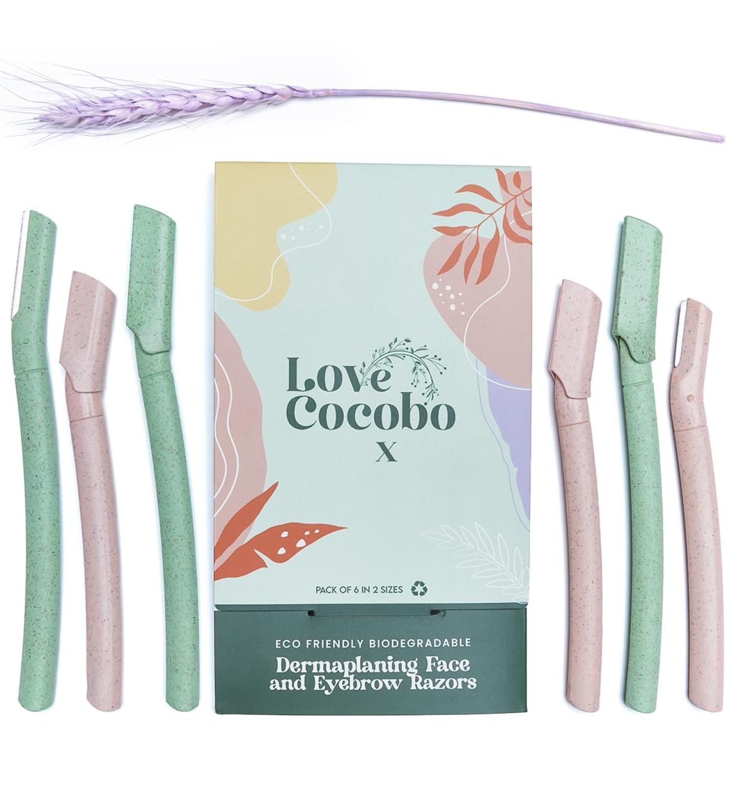 Love Cocobo | Dermaplaning Blades for Face | Eyebrow Razor | Face Razors for Women | Facial Hair Remover for Women | Peach Fuzz Remover | Brow Shaver | 6 Pcs 2 Sizes Eco Biodegradable Dermaplane Tool - Buy Online on GoSupps.com