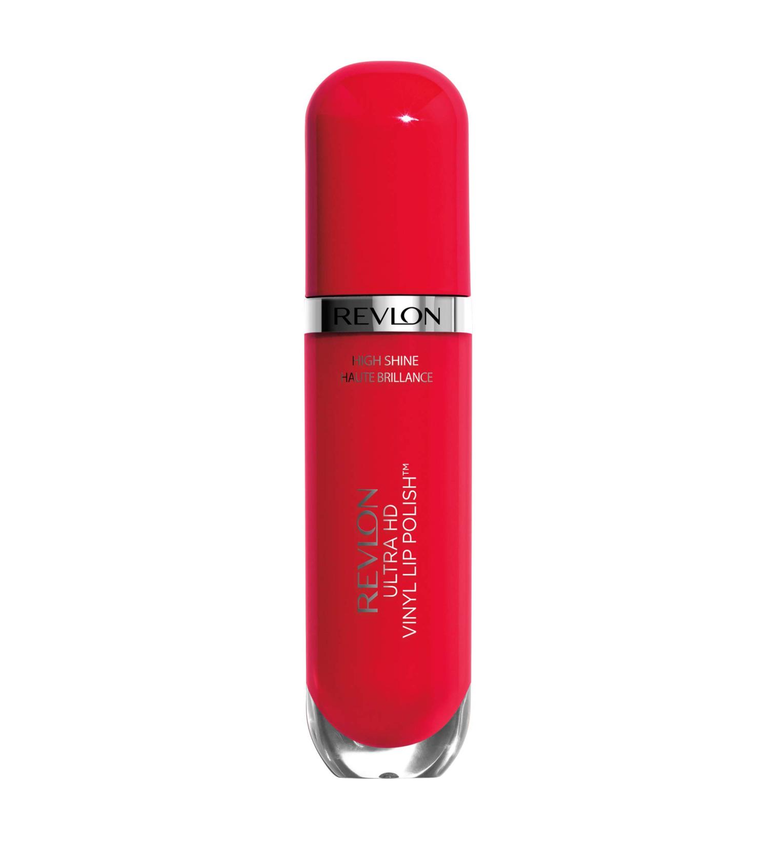 Revlon Ultra HD Vinyl Lip Polish Liquid Lipstick - She's on Fire | Aloe Leaf Extract and Vitamin E | 0.16 oz | 1 Count - Buy Online on GoSupps.com
