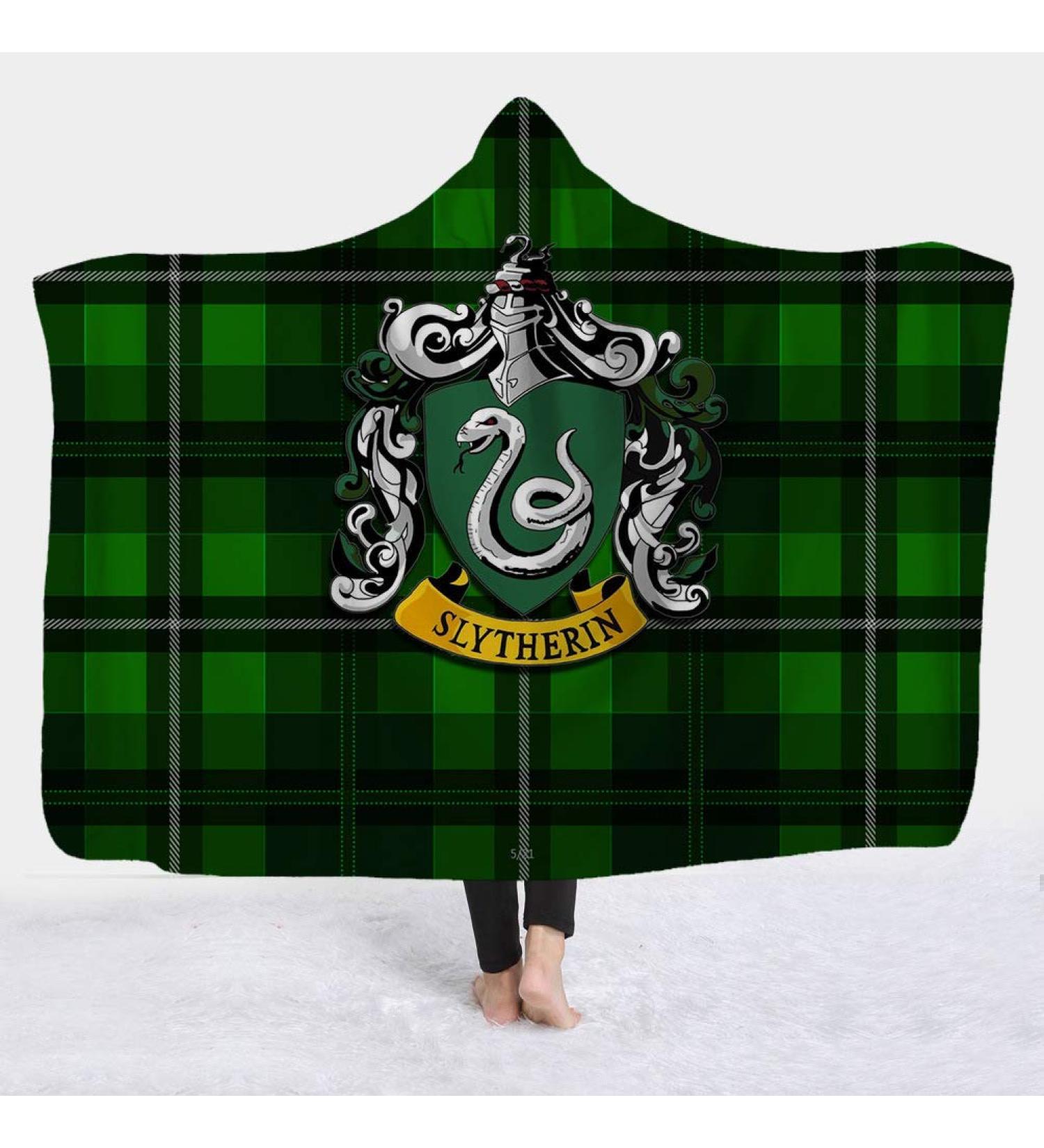 Harry Potter Hooded Blanket | Gryffindor Slytherin Ravenclaw Hufflepuff Plush Cuddly Throw - Warm Bed Linen (130x150 cm) - Buy Online on GoSupps.com