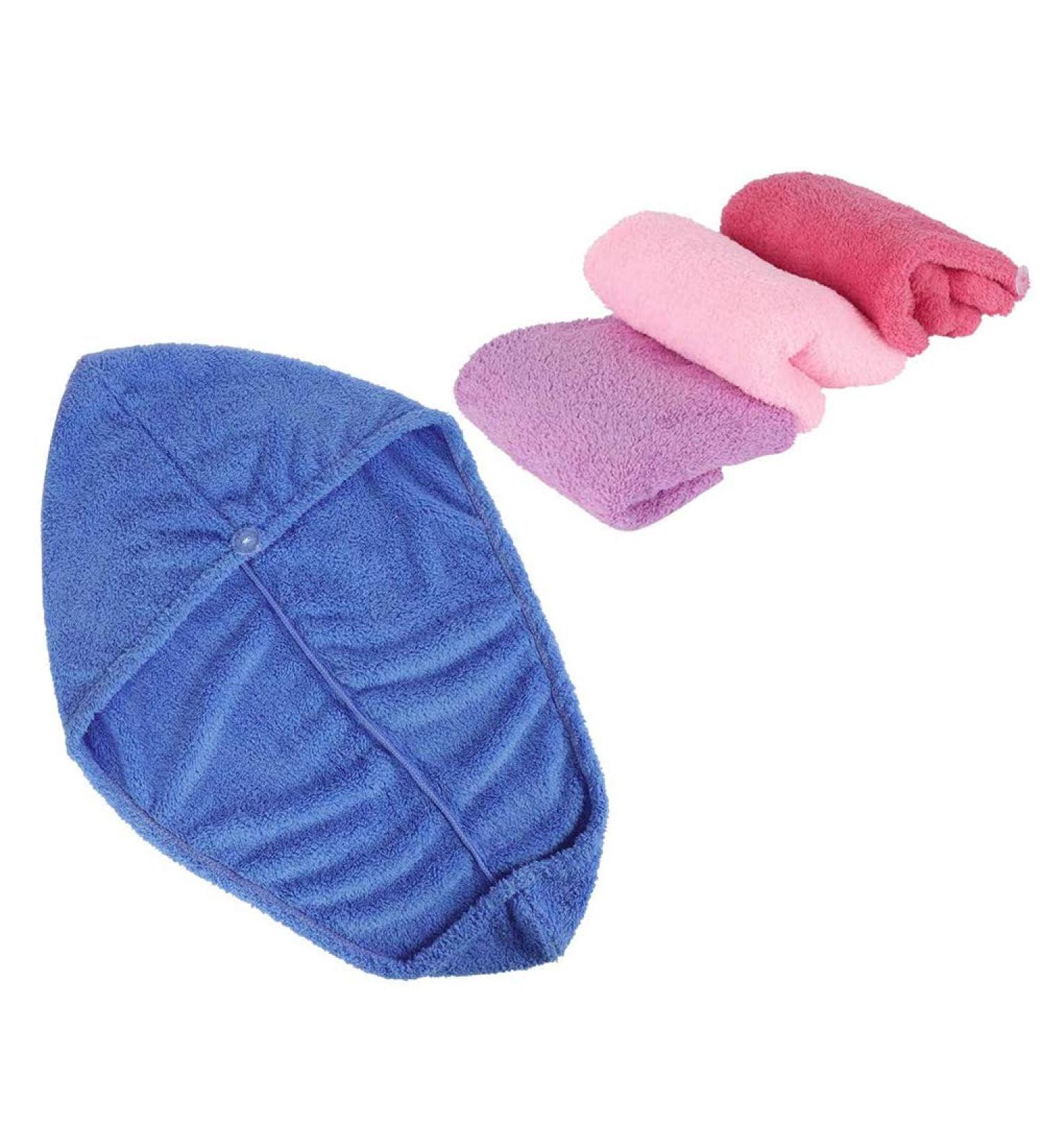 Quick-Dry Absorbent Bath Towel Turban Scarf Set | 4-Pack Hair Drying Towels for Fast Drying - Buy Online on GoSupps.com