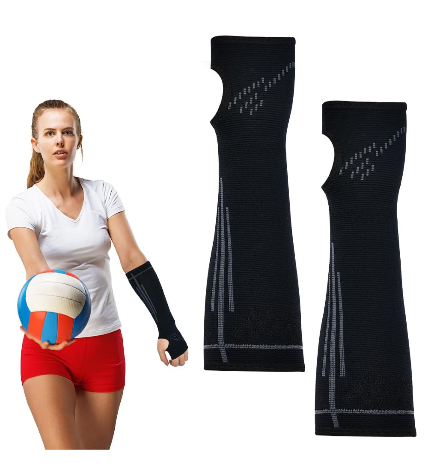 Buy Emageren Volleyball Arm Sleeves - Black Silicone Strip Arm Support for Men & Women - Optimal Wrist Protection for Sports - Buy Online on GoSupps.com