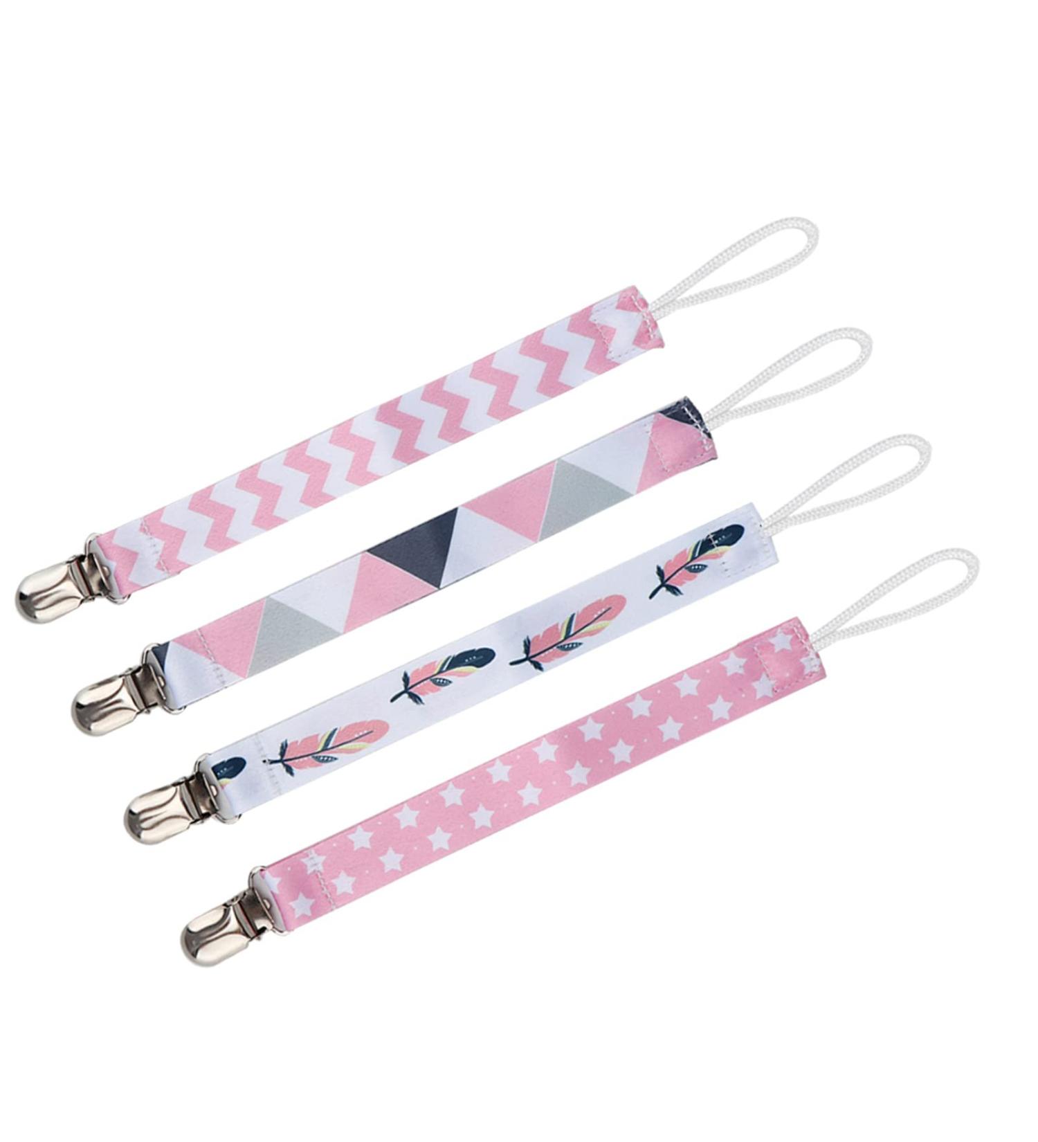 4-Pack Baby Pacifier Clip - Cotton Ribbon Holders for Infants | International Shipping Available - Buy Online on GoSupps.com