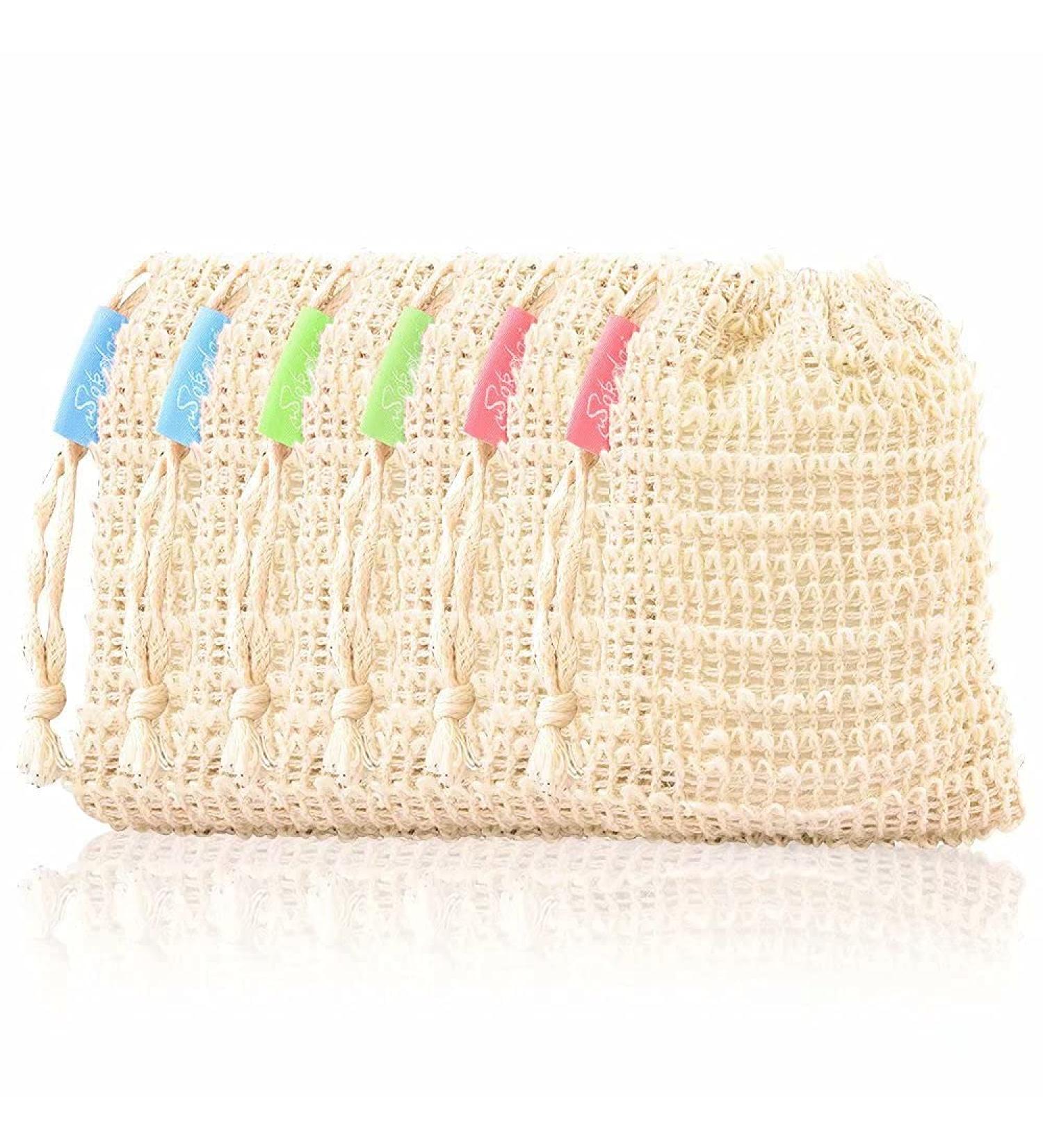 Natural Sisal Soap Bags - 6-Pack | Eco-Friendly Soap Nets & Sacks for Sustainable Body Care - Beige Natural Product - Buy Online on GoSupps.com