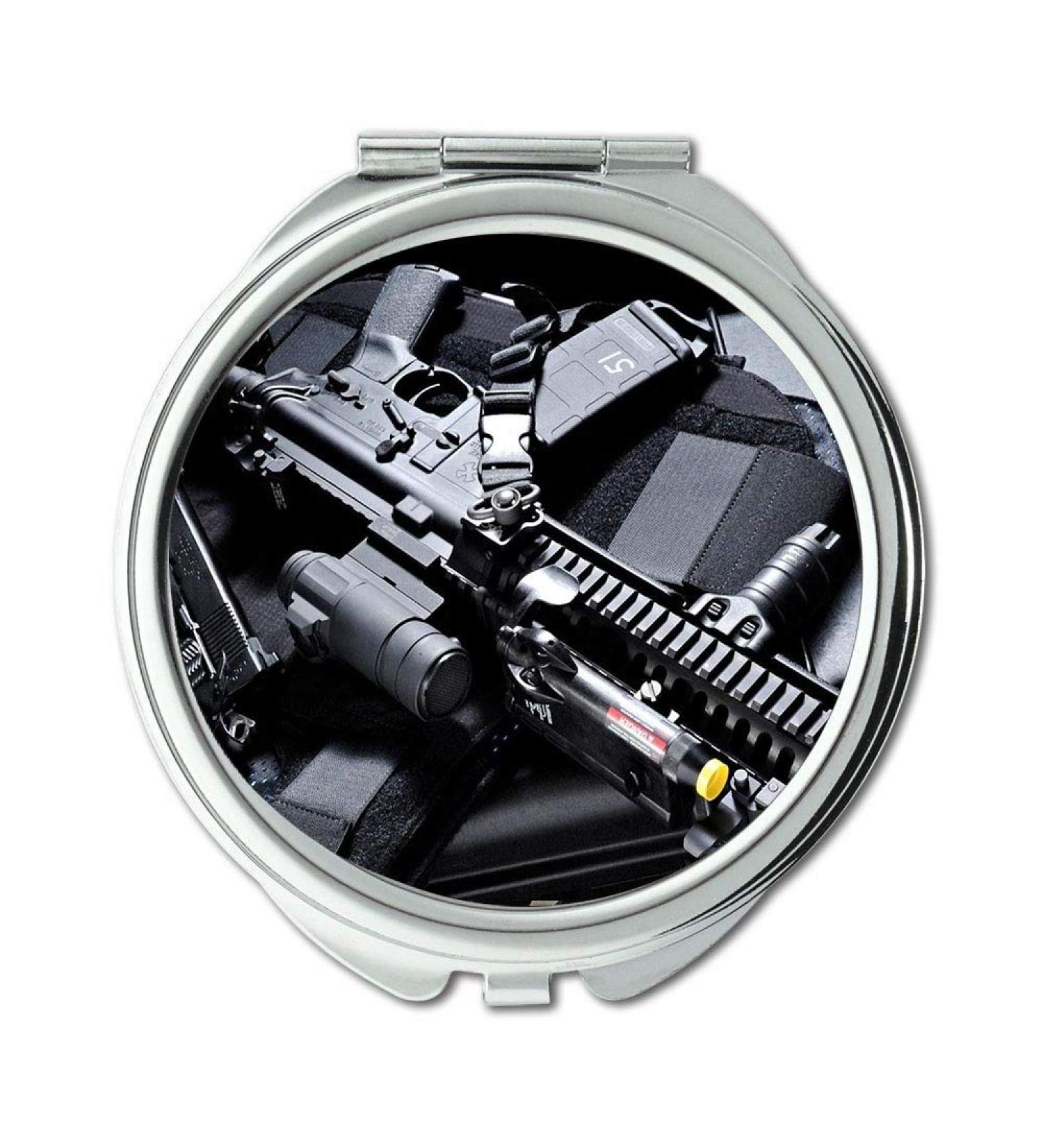 Mirror makeup mirror gun t shirts for men Round Mirror hd gun s p pocket mirror portable mirror - Buy Online on GoSupps.com