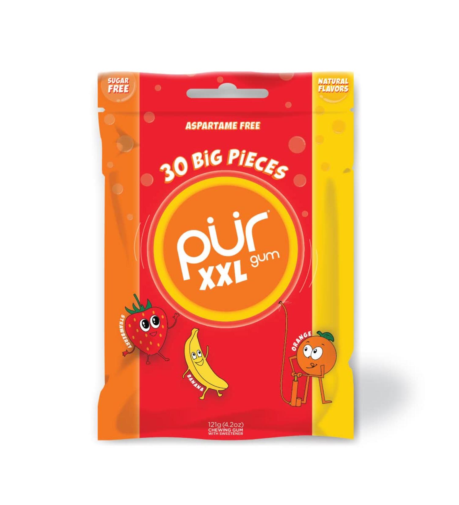 PUR XXL Gum Sugar Free Chewing Gum with Xylitol  Aspartame Free + Gluten Free  Vegan Friendly - Natural Fruit Flavored Gum  30 Pieces (Pack of 1) 30 Count (Pack of 1) - Buy Online on GoSupps.com