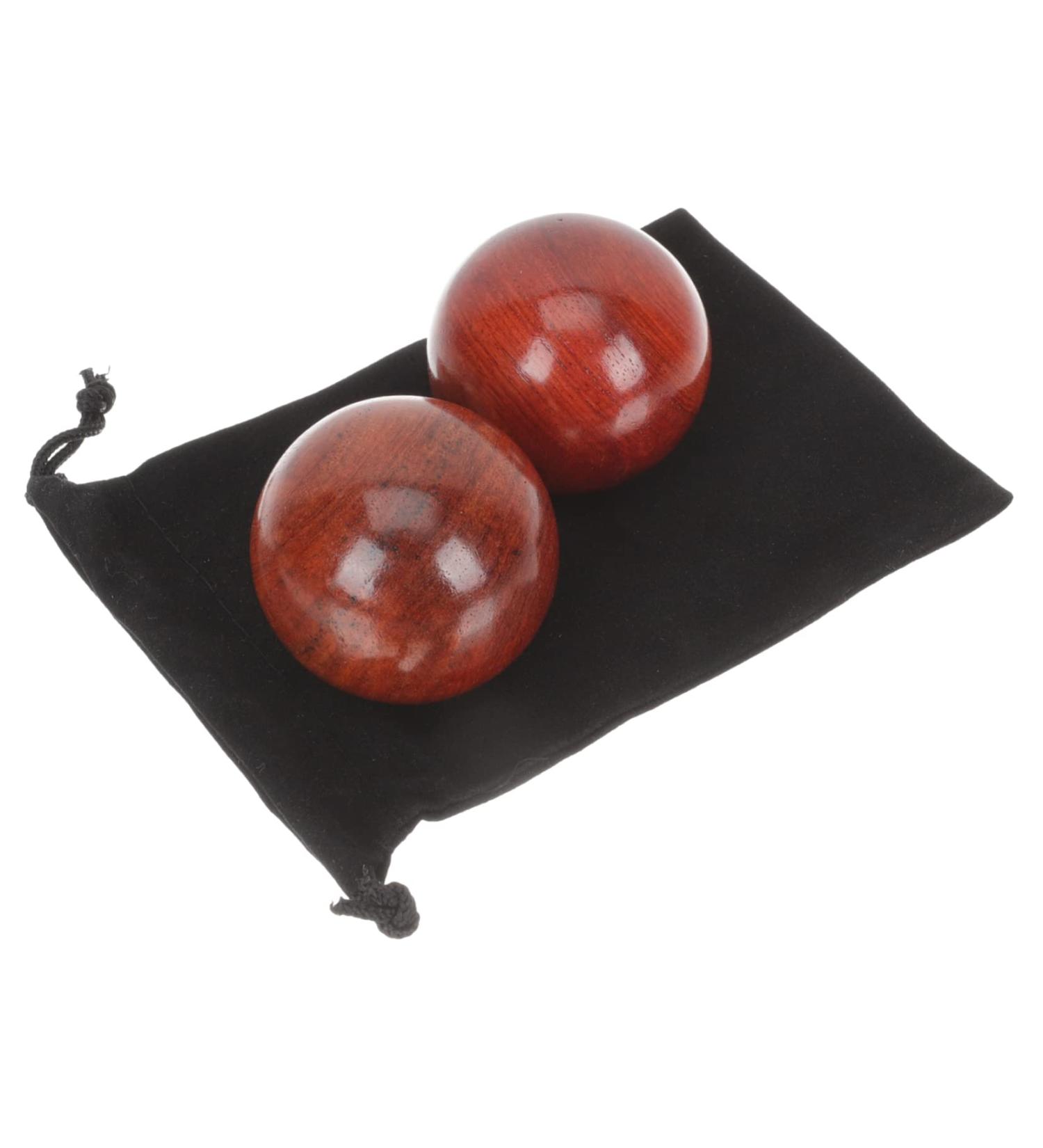 Magiclulu Wooden Health Ball Set - 4 Hand Massage Balls for Relaxation & Therapy | Mahogany Hand Rolling Balls - Buy Online on GoSupps.com
