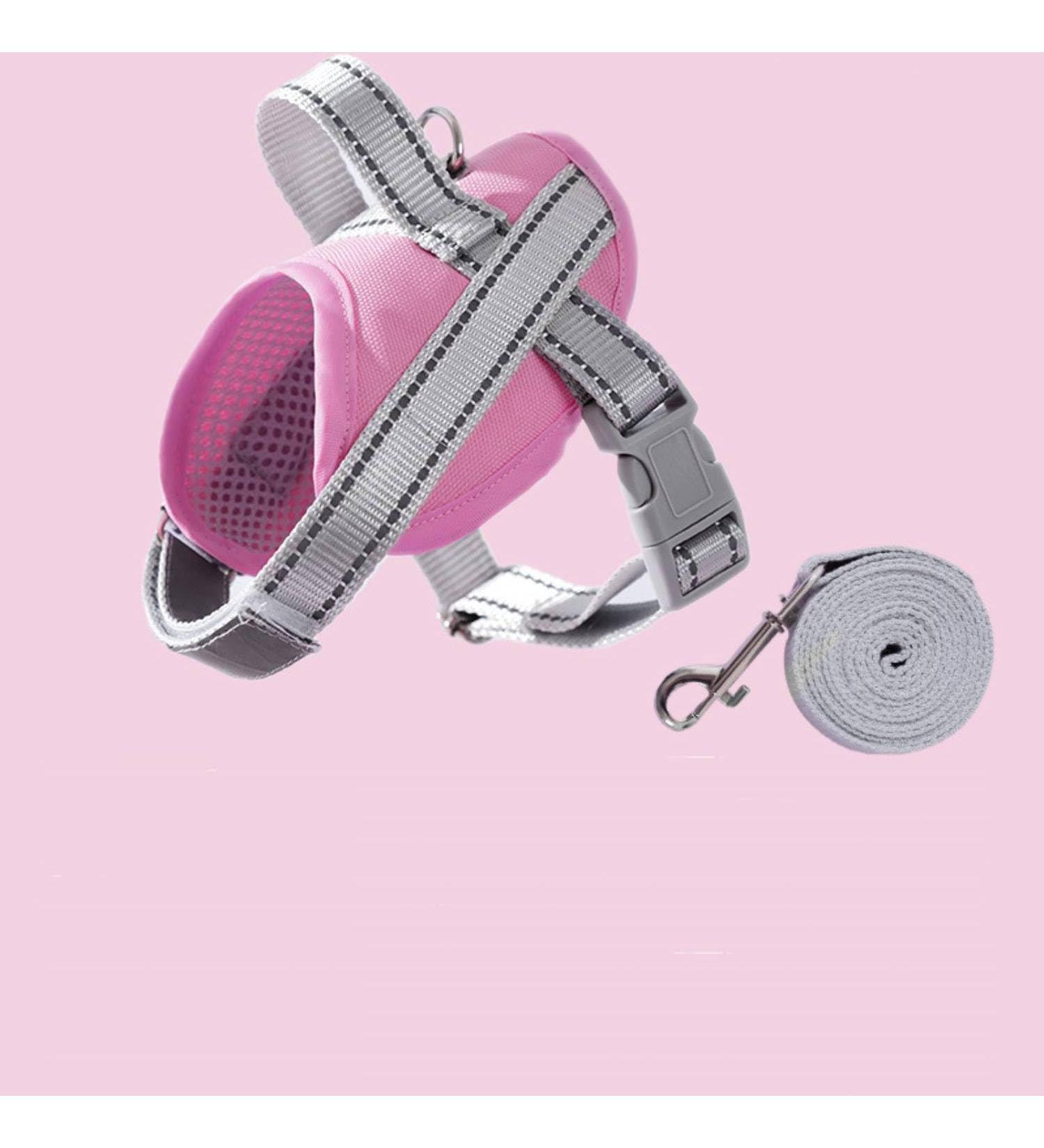 Fueegue Cat Harness with Leash Escape Proof Adjustable Soft for Cats and Dogs Puppy Harness Pink S