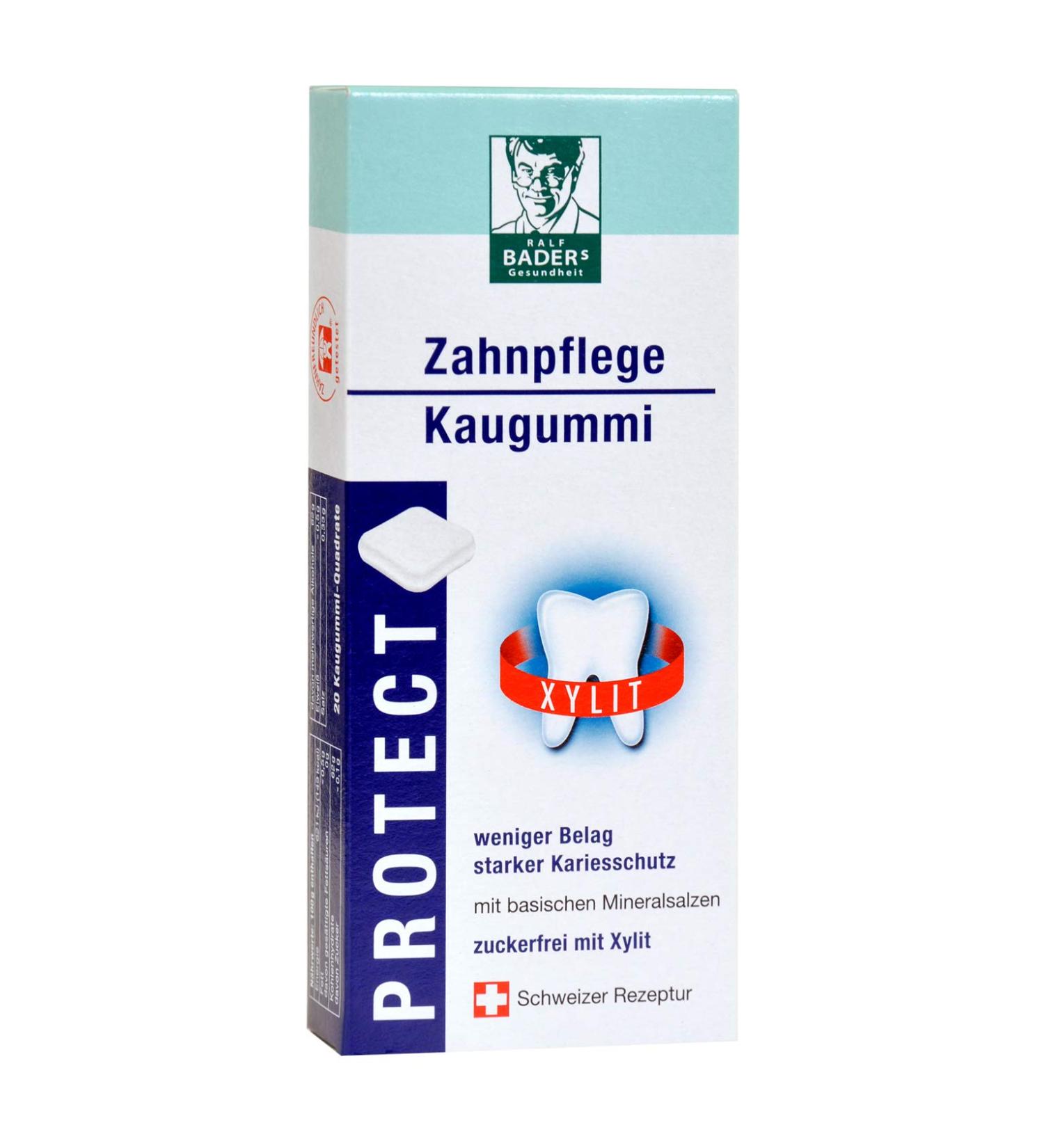 Ralf Baders Health Baders Protect Sugar-Free Dental Care Chewing Gum with 100% Xylitol - 20 Mint Squares (37g) for Optimal Oral Health - International Shipping Available - Buy Online on GoSupps.com