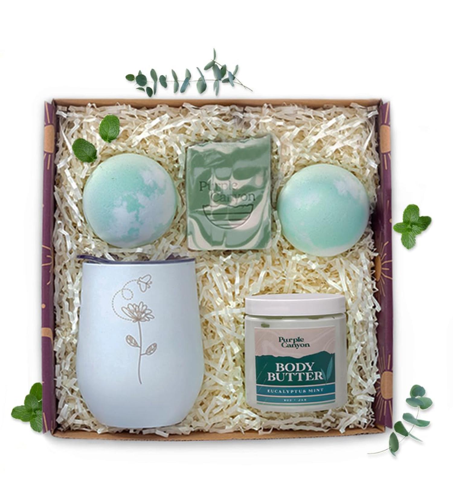 Purple Canyon Bath Gift Set for Women - Revitalizing Eucalyptus Spearmint & Cucumber Mint Self-Care | International Shipping Available - Buy Online on GoSupps.com