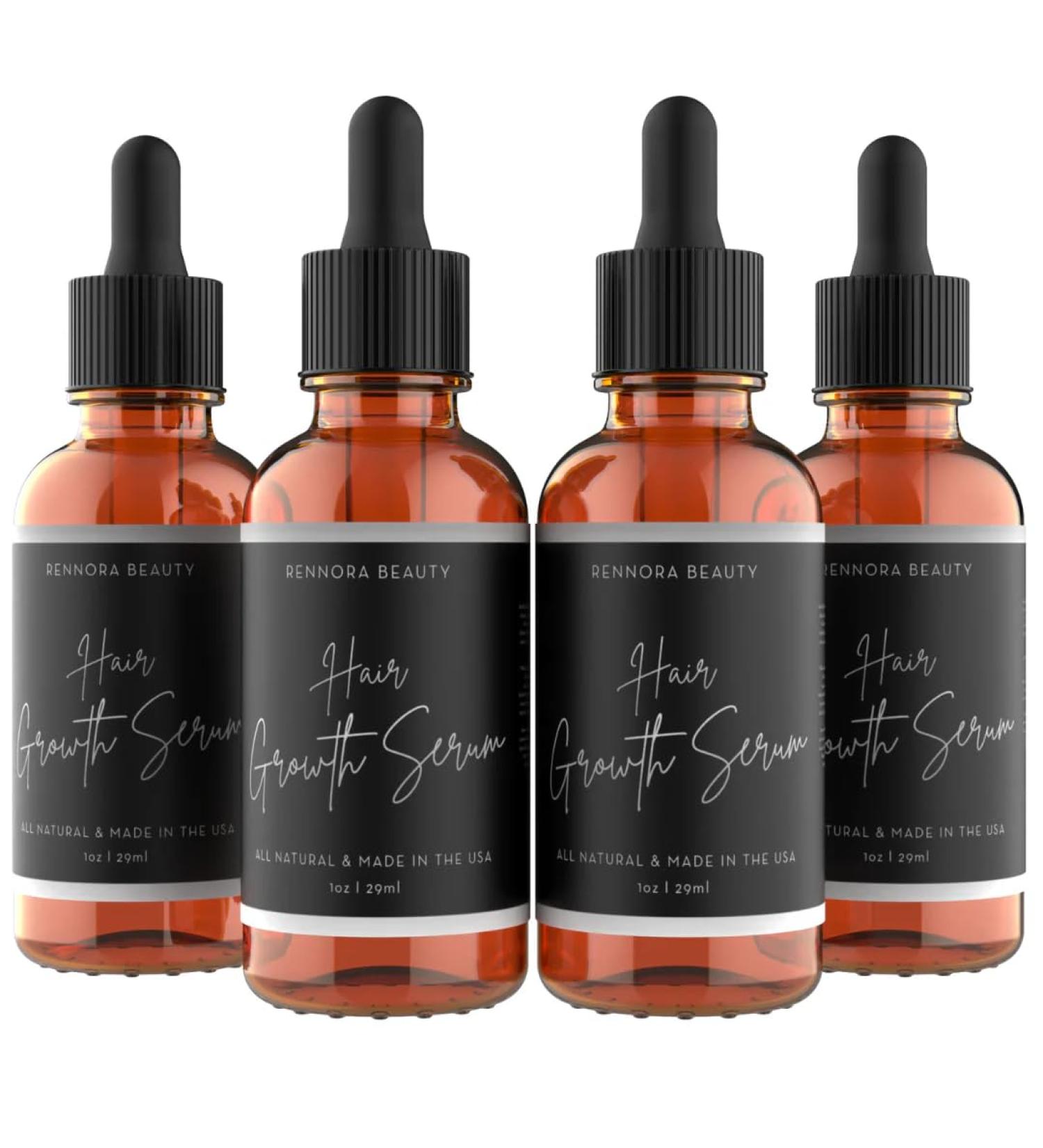 Rennora Hair Growth Serum  with Organic Herbs and Natural Vitamin No Chemicals - 1oz per bottle - 4 Pack - Buy Online on GoSupps.com
