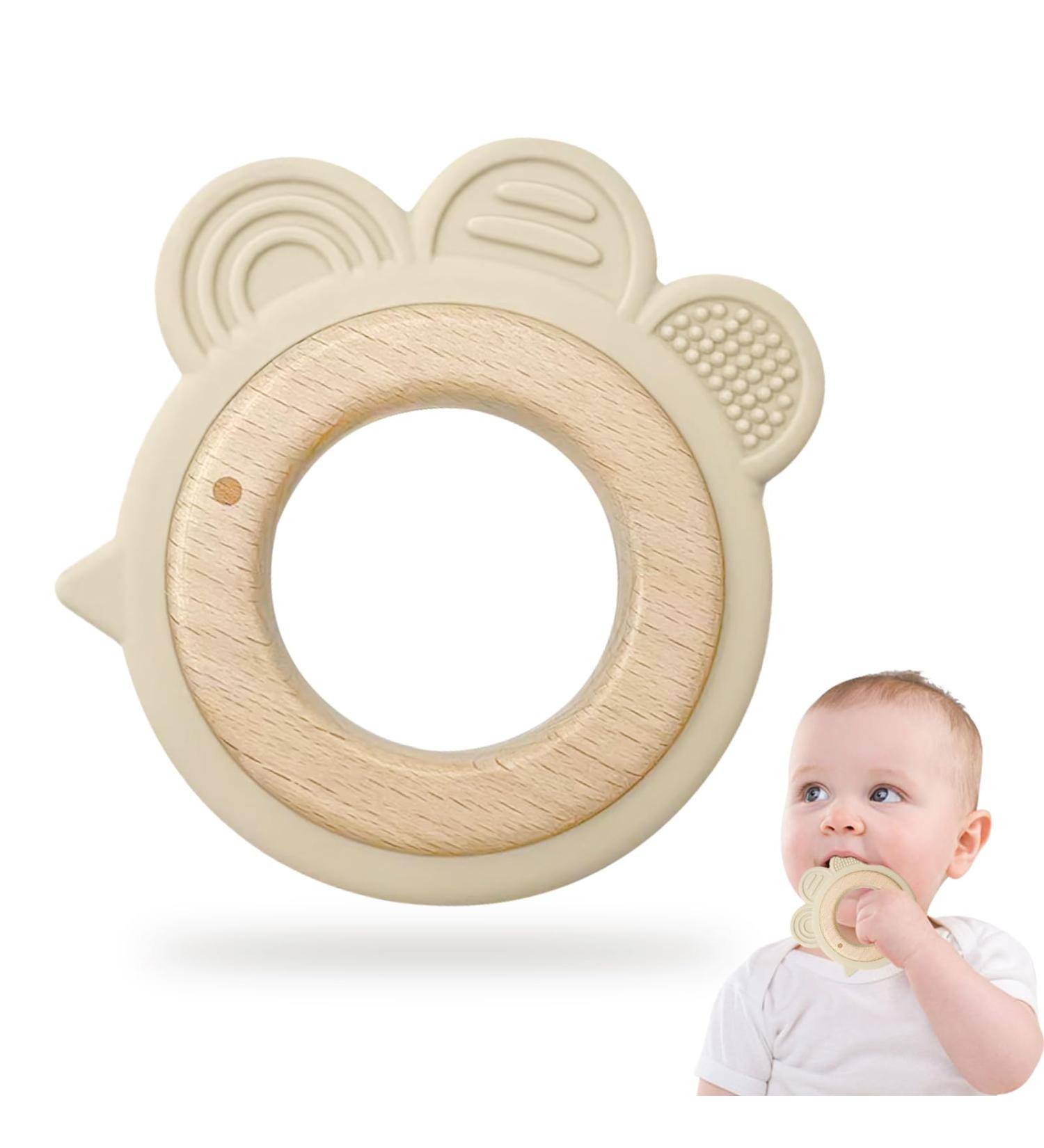 Natural Wood & Silicone Baby Bite Ring - Safe BPA-Free Gripping Toy | Perfect Eco-Friendly Gift - Buy Online on GoSupps.com