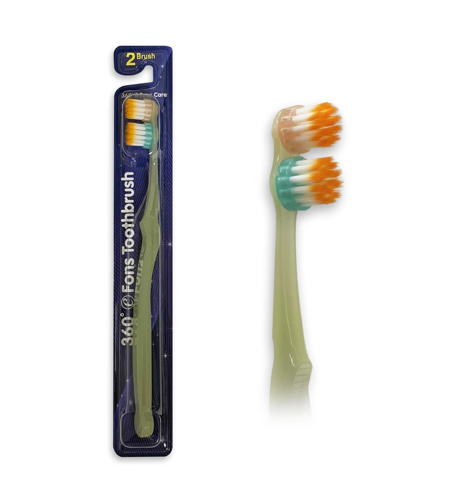 Efons Non-Electric Spin Toothbrush - 360 Rotation, 2 Brush Heads, Soft Bristles - Manual Toothbrush for Adults & Kids - Yellow - Buy Online on GoSupps.com