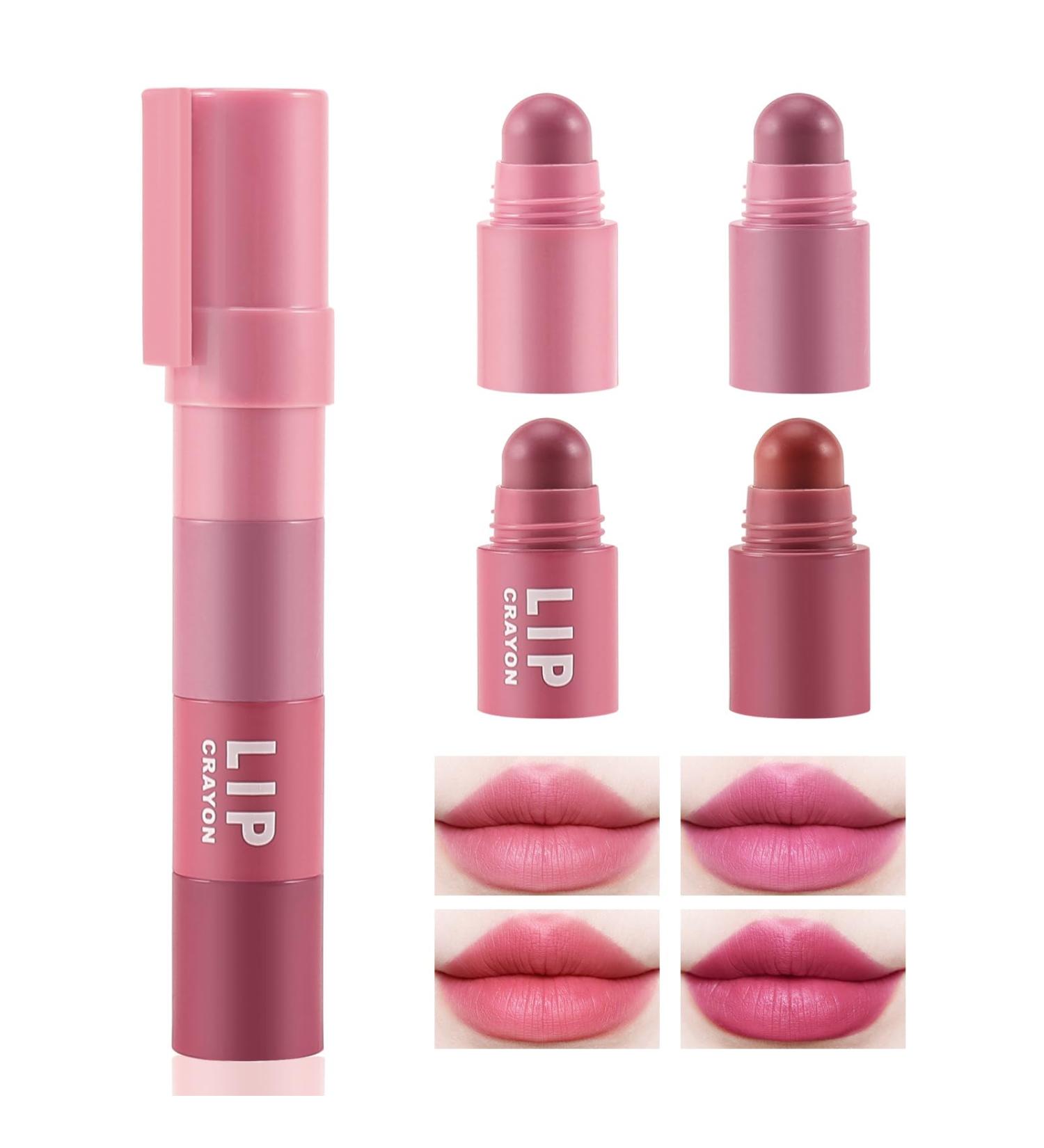 Boobeen Lipstick Crayon Set - Lasting Matte Velvet Multi-Color Lip Gloss for Girls & Women | 4 Shades Gift Set - Shop Internationally - Buy Online on GoSupps.com