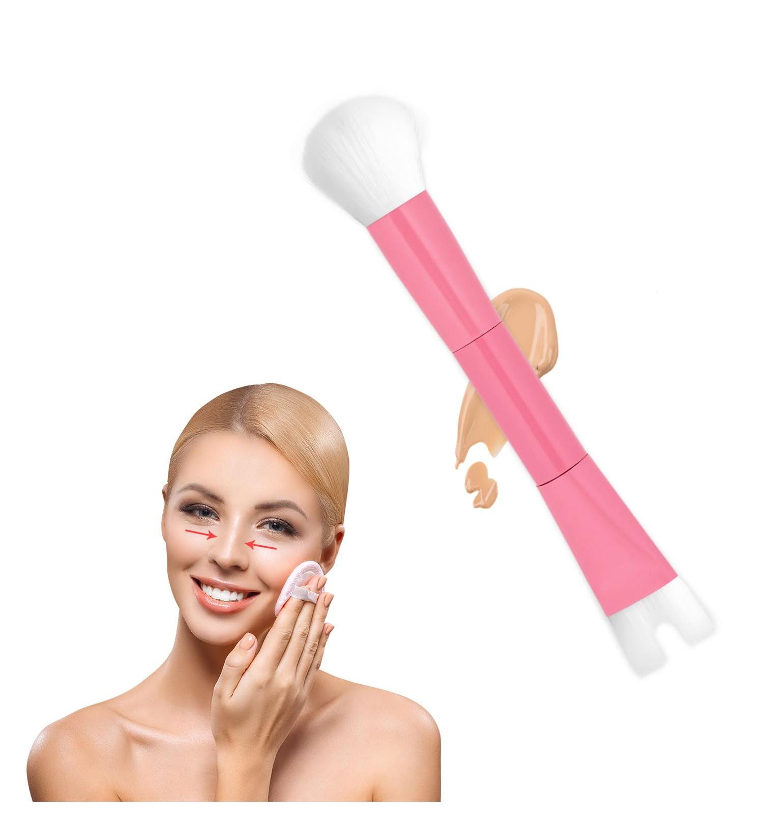 Buy U-Shaped Nose Contour Brush | Dual End Makeup Brush for Sculpting Cheekbones | Pro Contour Duo Brush - Pink - Buy Online on GoSupps.com