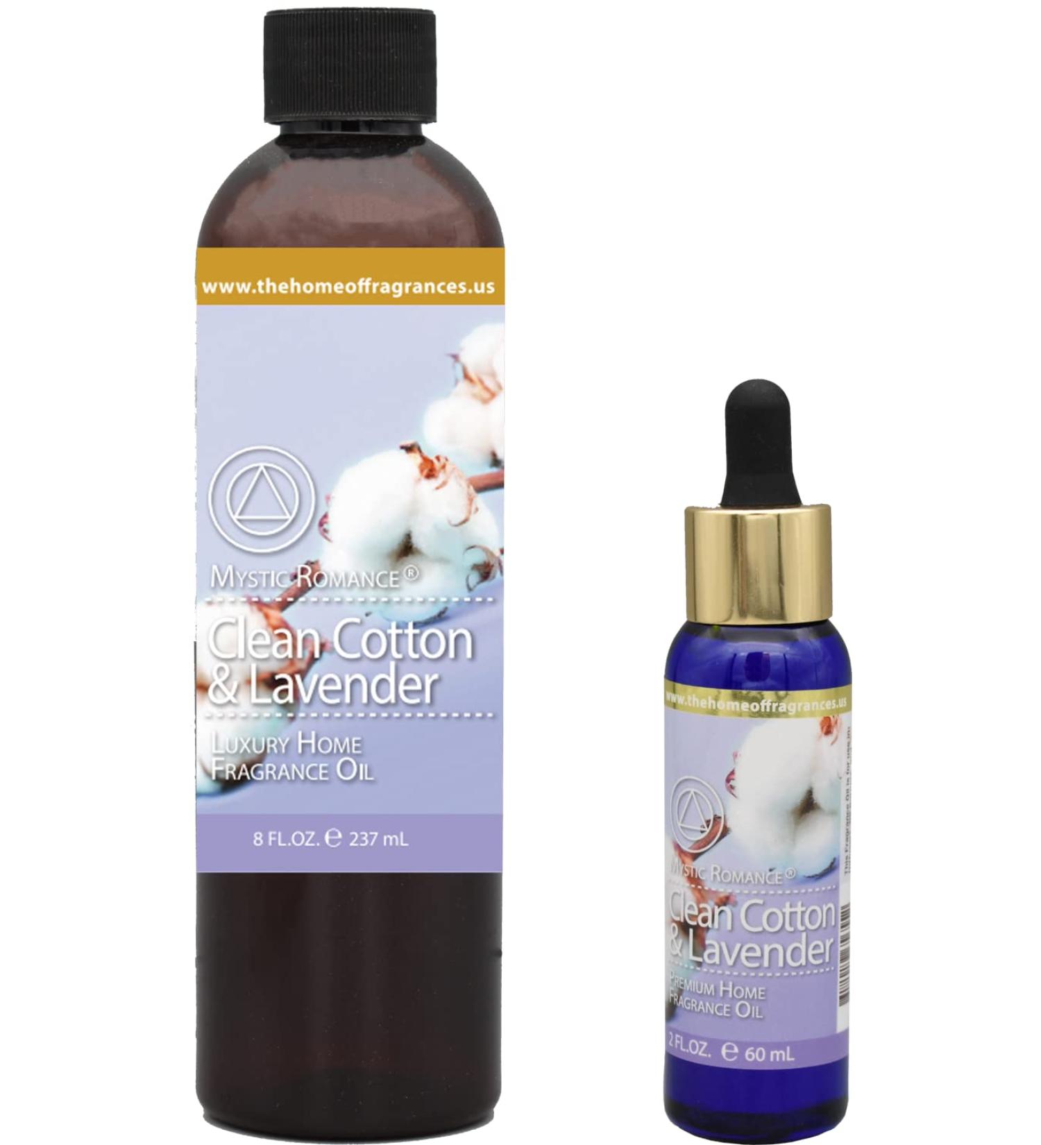 The Home of Fragrances - Set of 2 Bottles of Fragrance Oils - 2oz & 8oz (Clean Cotton & Lavender)
