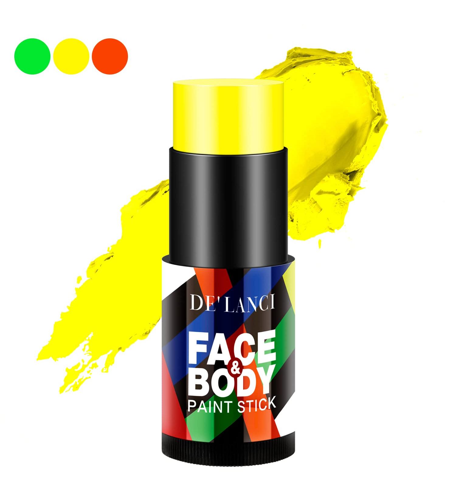 DE'LANCI Neon Yellow Face & Body Paint Stick - 22g | Professional Makeup for Halloween, Cosplay & Special Effects - Buy Online on GoSupps.com