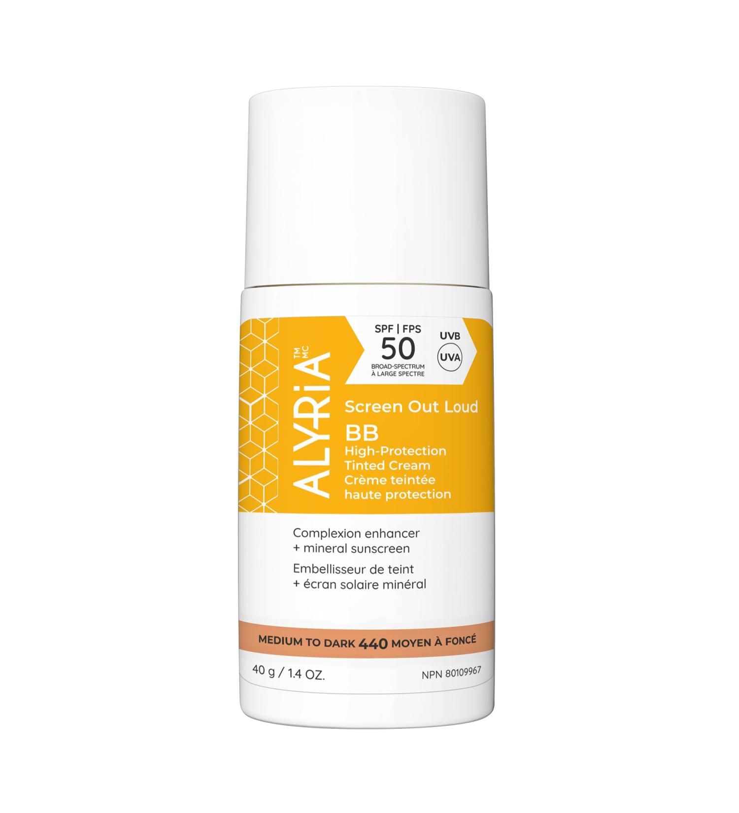 Alyria High Protection BB Tinted Cream SPF 50 Medium to Dark - Broad Spectrum Mineral Sunscreen with Ectoin & Vitamin E - Vegan Talc-Free Paraben-Free - (Shade 440) - Buy Online on GoSupps.com