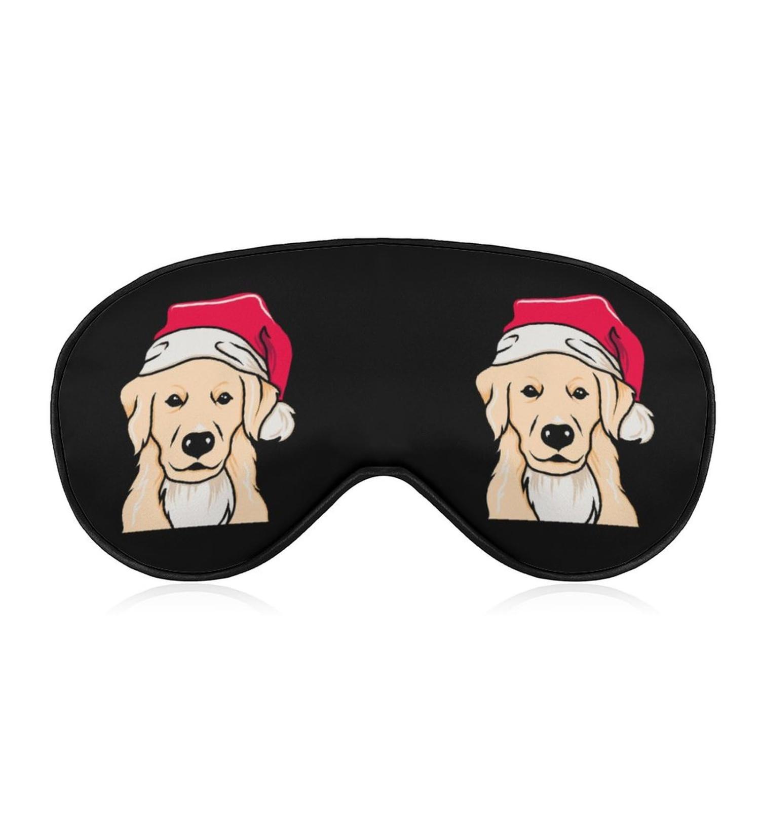 Santa Golden Retriever Sleep Mask | Adjustable Eye Cover for Sleeping | Blocks Light for Night Travel and Nap | Men Women - Buy Online on GoSupps.com
