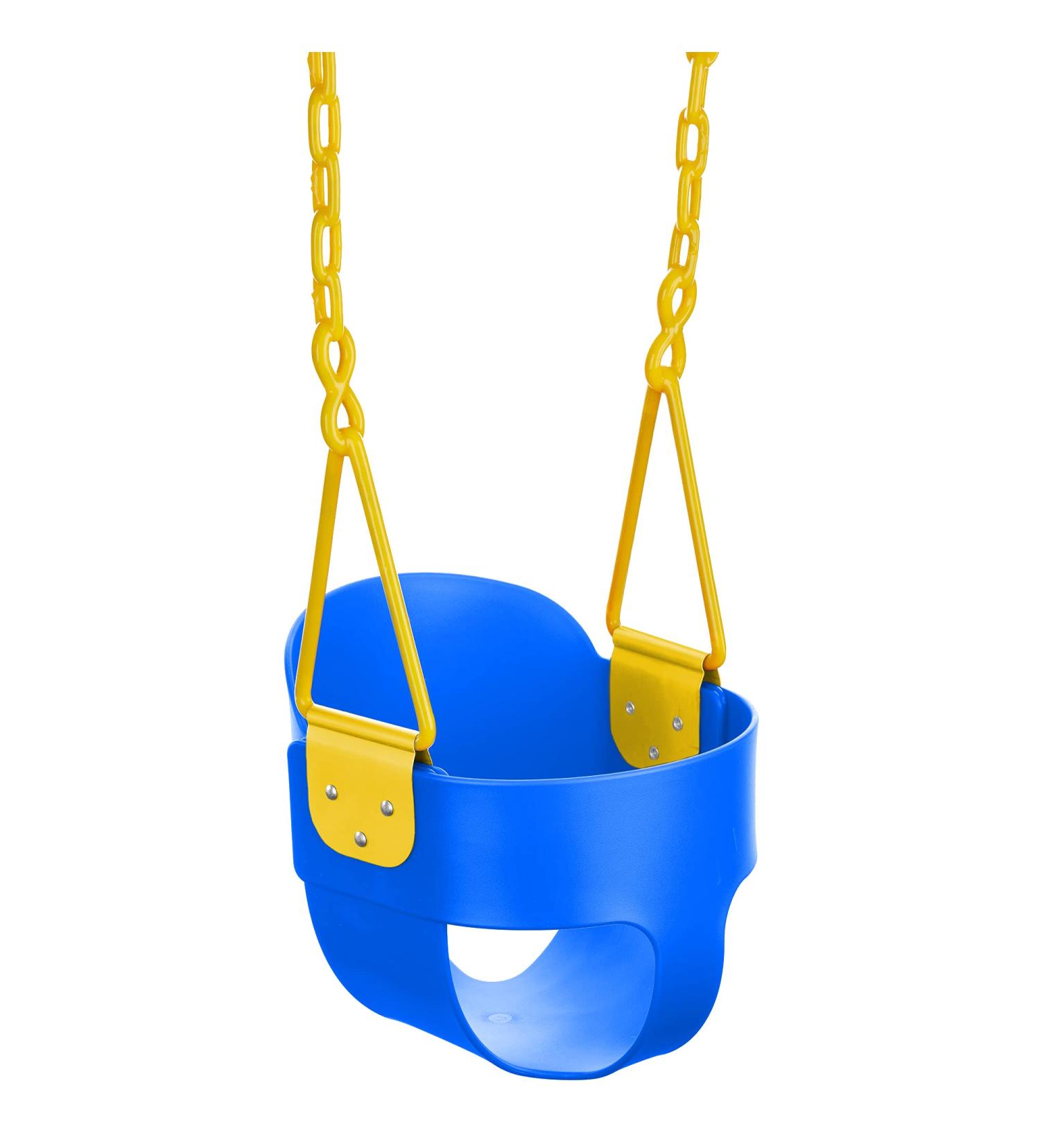 Deluxe High Back Full Bucket Toddler Swing with Exclusive Chain & Dip Pinch Protection - Blue - Buy Online on GoSupps.com
