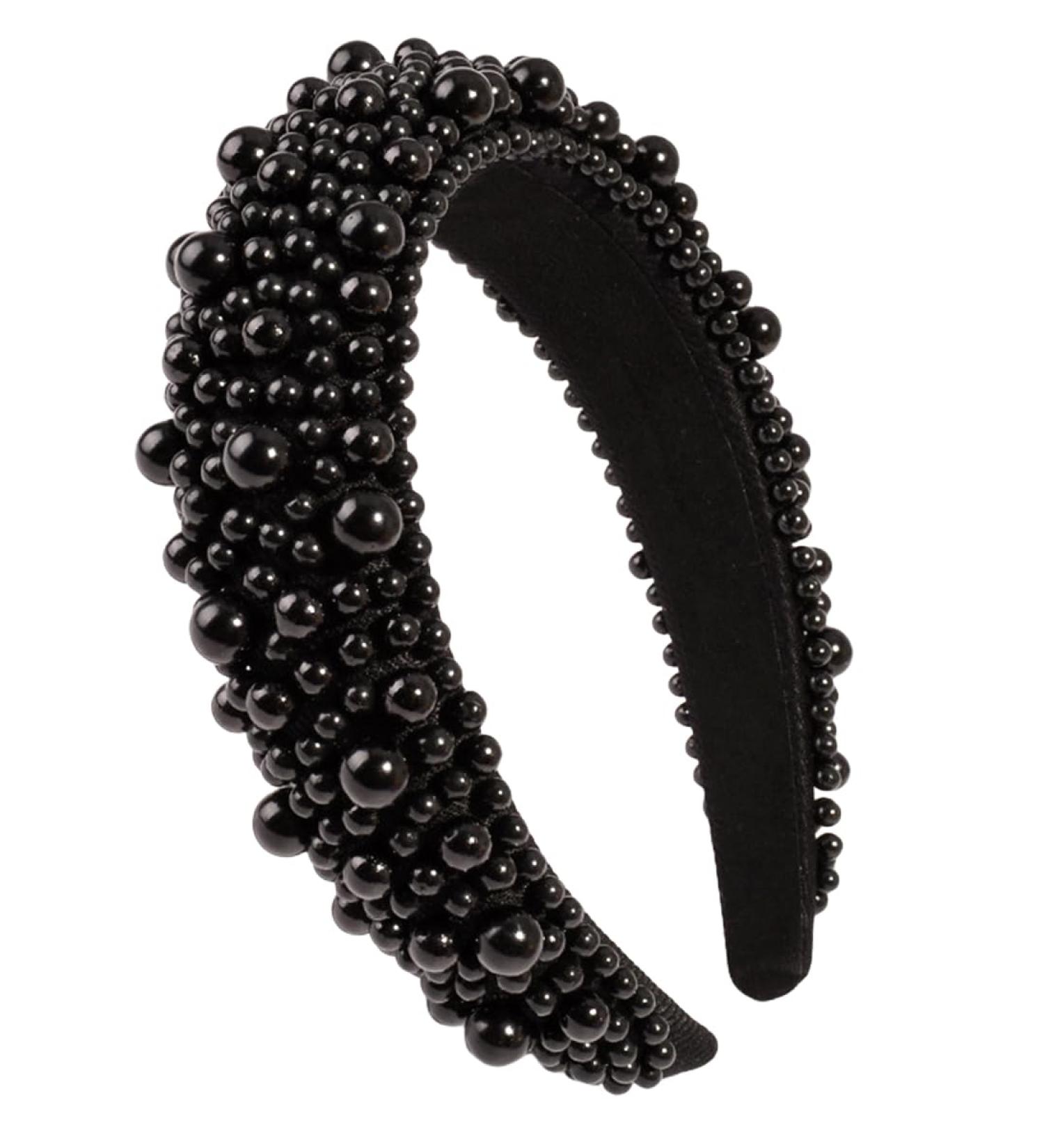 scicent Black Headband Faux Pearl Head Bands Wide Thick Hairbands Bridal Beaded Elegant Hair Hoop Wedding Hair Styling Accessories for Women Girls Black - 16801 - Buy Online on GoSupps.com