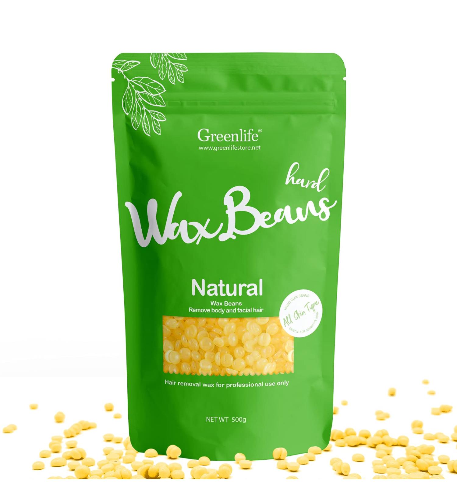 GreenLife 17.6oz/1.10lb/500g Hard Wax Beads Hard Wax Beans Hair Removal Painless Waxing Bean Home wax Kit for Facial Legs Arms Body Bikini Brazilian Pearl Depilatory Hot Waxs for Women and Men (Honey) - Buy Online on GoSupps.com
